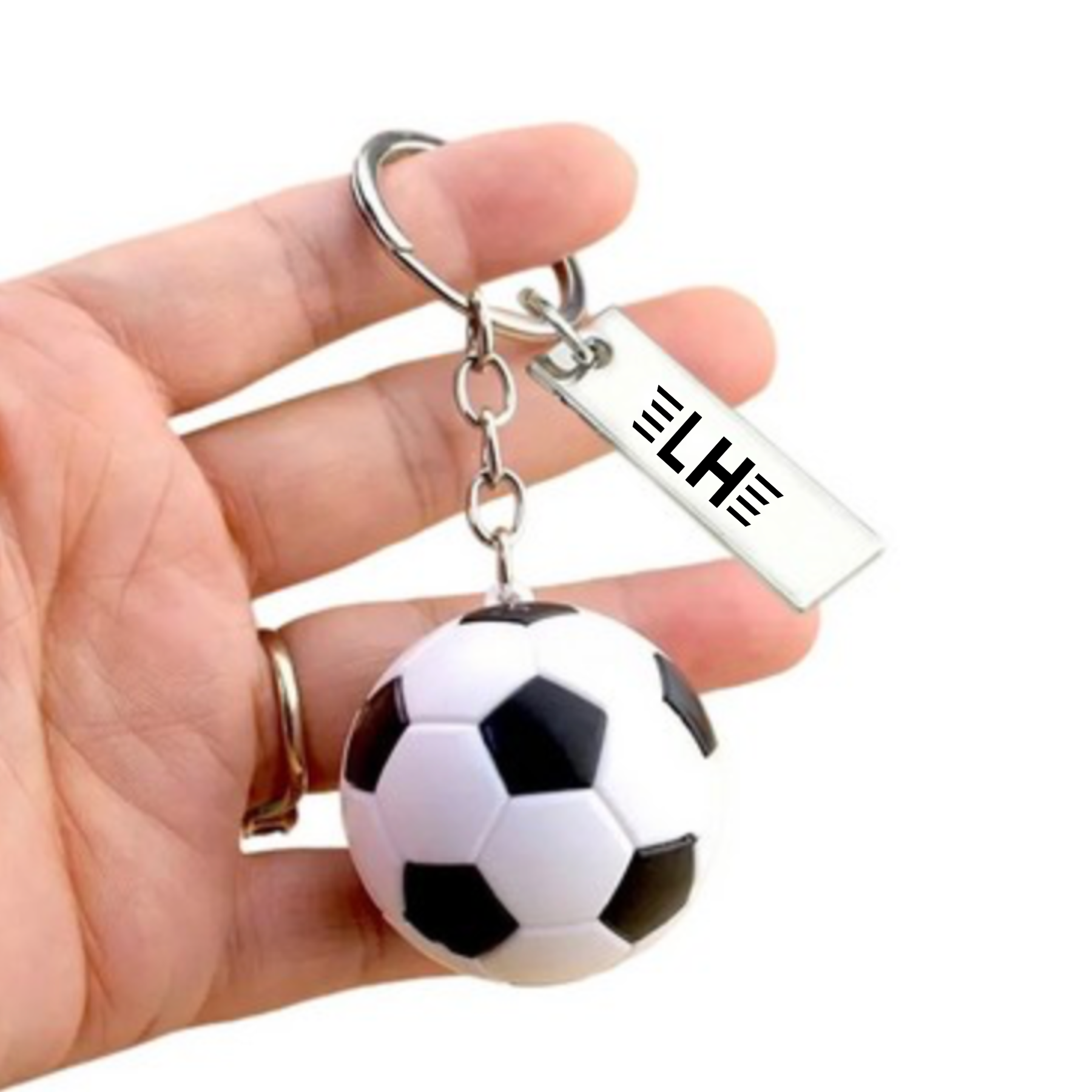 Soccer Ball Keychain w/ Customizable Logo Tag