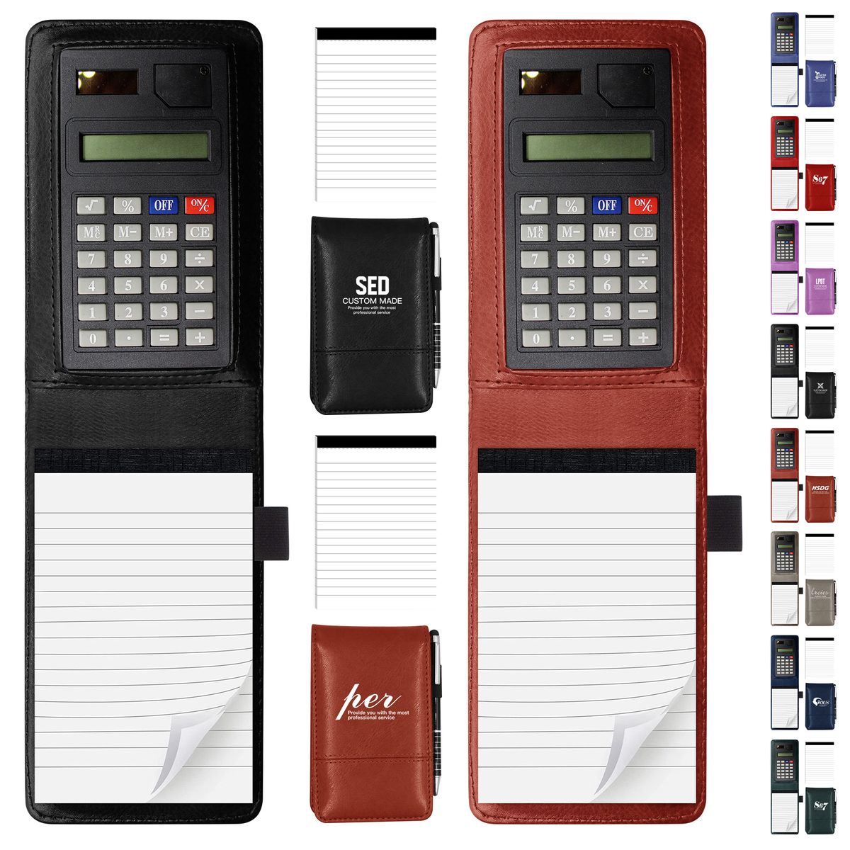 Embossed Pocket A7 PU Memo Notepad With Calculator