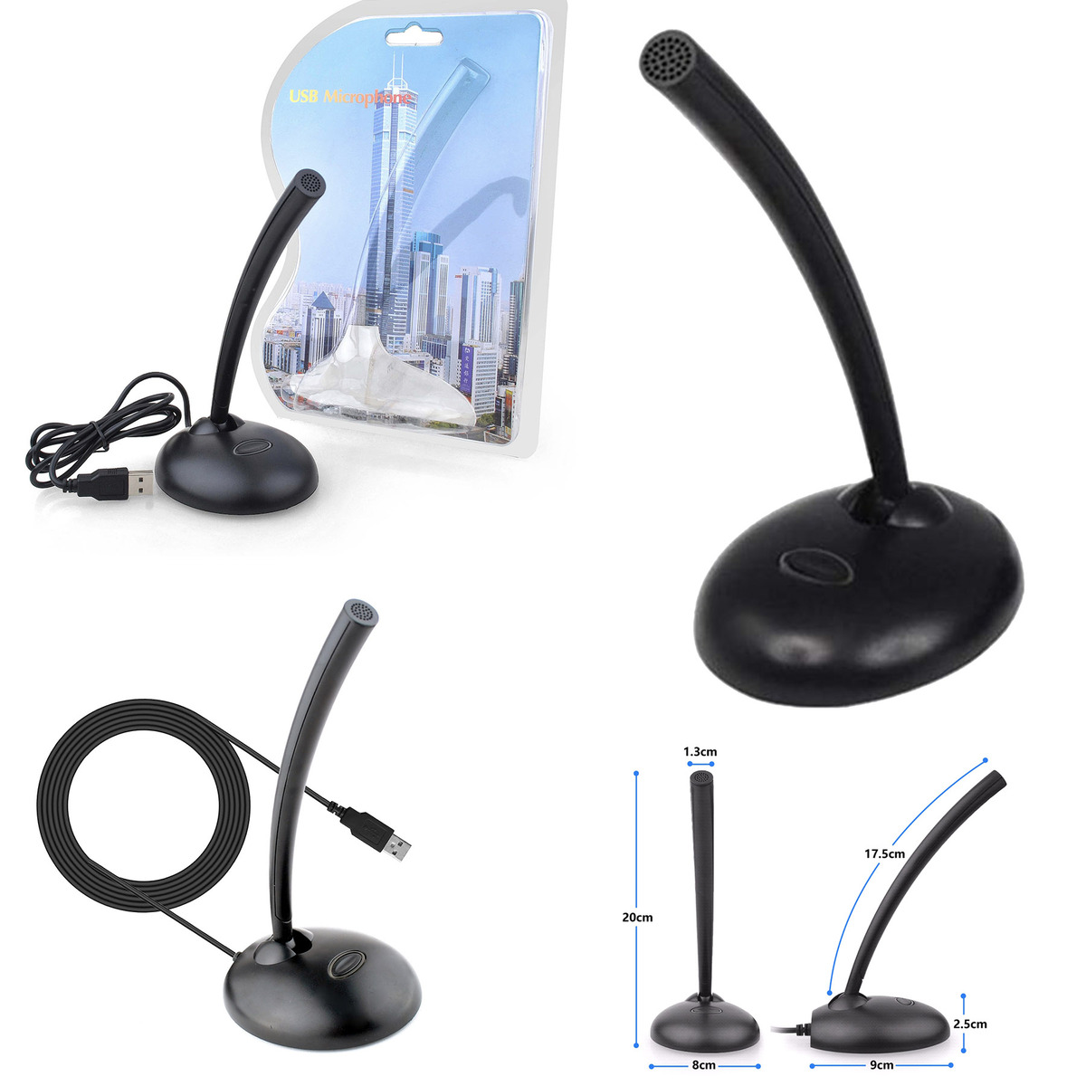 Desktop, PC, Laptop USB Computer Microphone with Mute Button