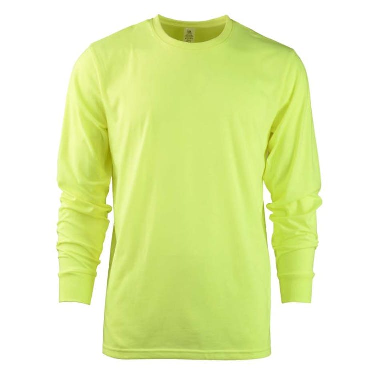 Men's Long Sleeve Crew Neck T-Shirts Neon Green 3XL 3