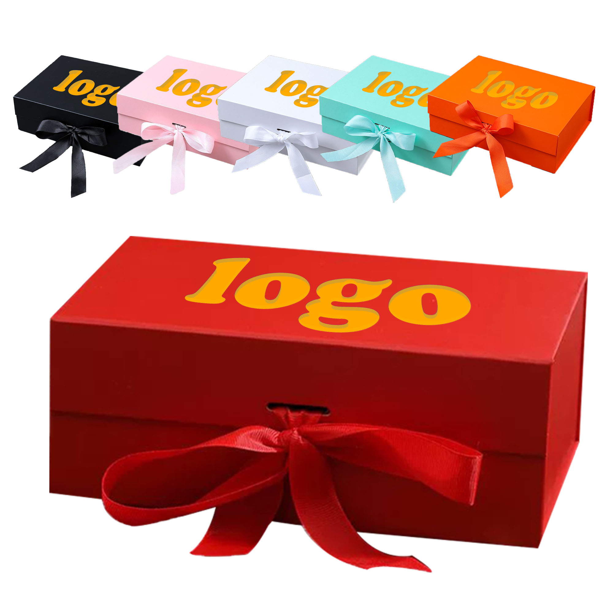 Ribbon Magnetic Absorption Solid Color One Piece Gift Box