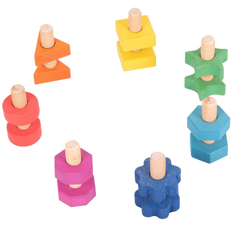 Wooden Nuts & Bolts Playset - 14 Pieces Rainbow 3