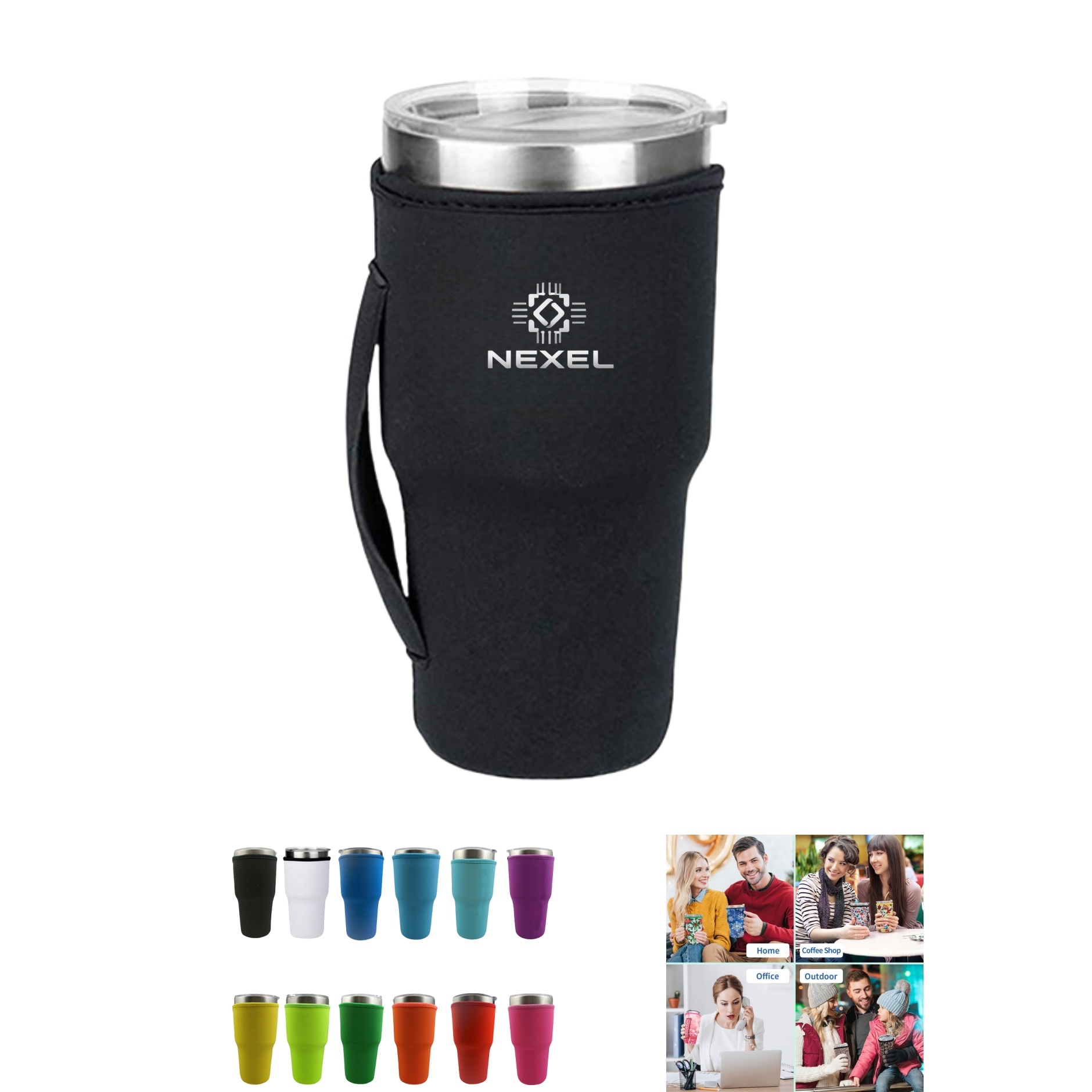 Neoprene Insulated Sleeves Cup Holder with Handle