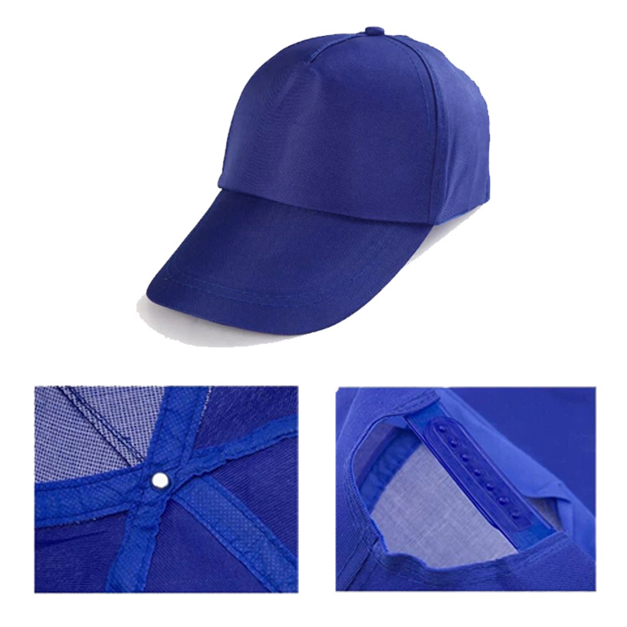 5 Panel Polyester Baseball Caps w/Plastic Snapback 5