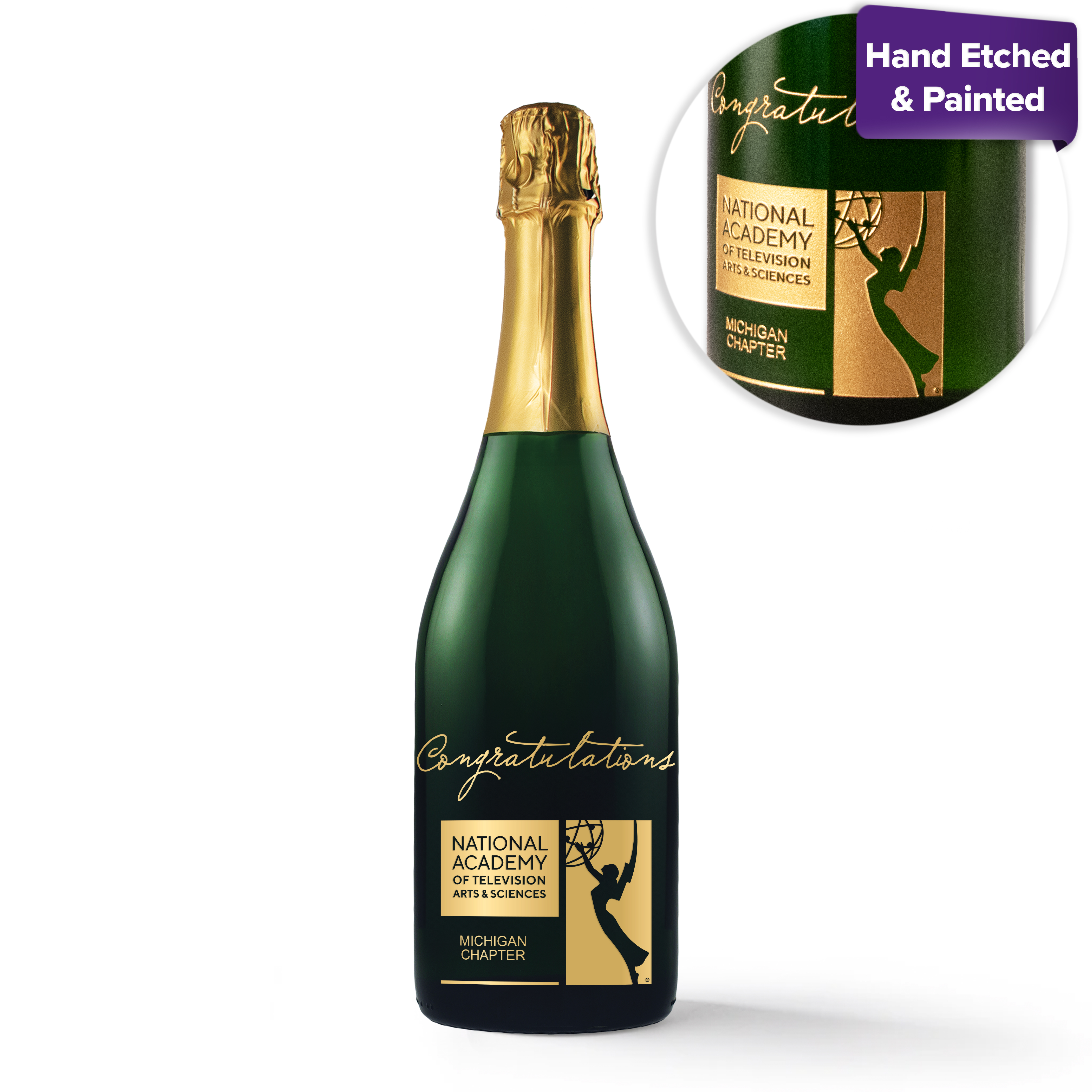 Etched CA Champagne Sparkling Wine Bottle 7