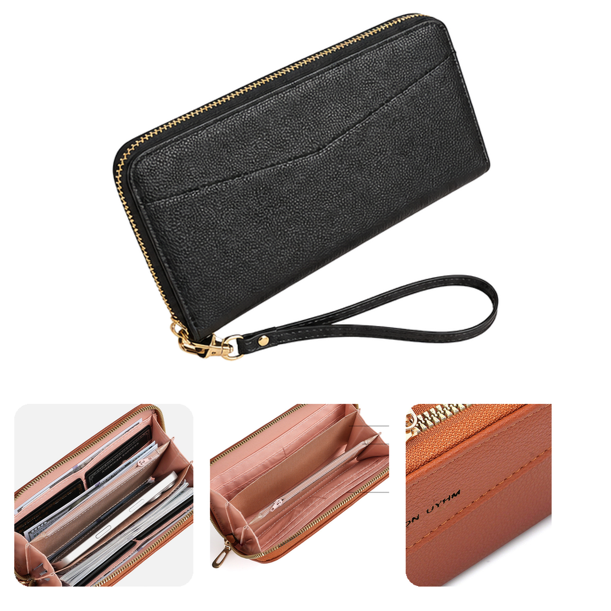 PU Single-Zipper Wrist Strap Clutch 2