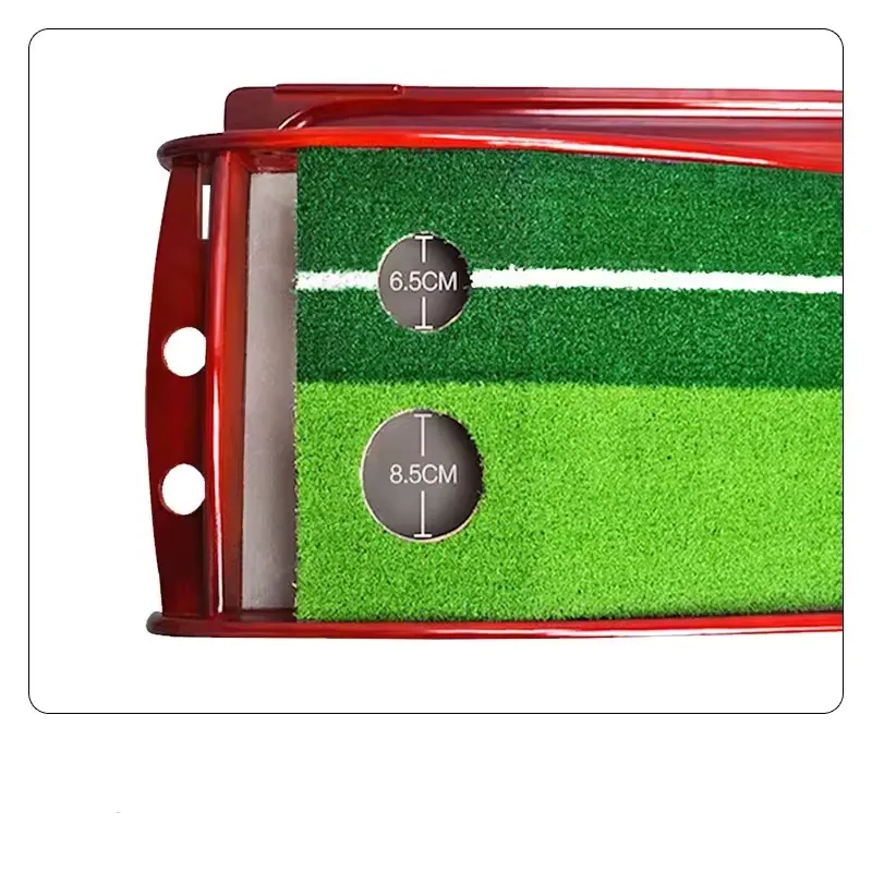 Wood Indoor Golf Putting Mat Green with Ball Return 4