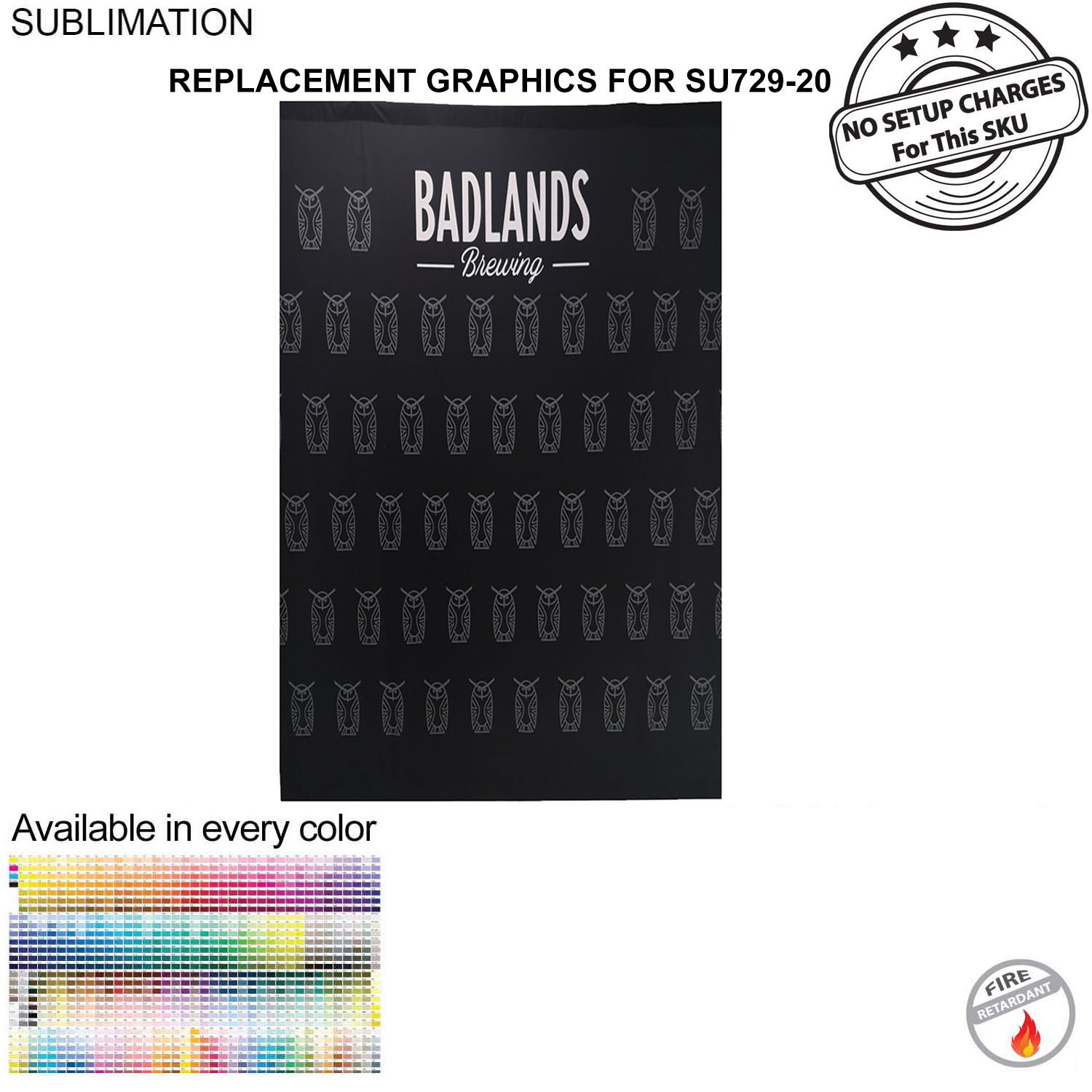 Replacement Graphics Single sided 5'w x 8'h with pole pocket top and bottom, NO SETUP CHARGE 3