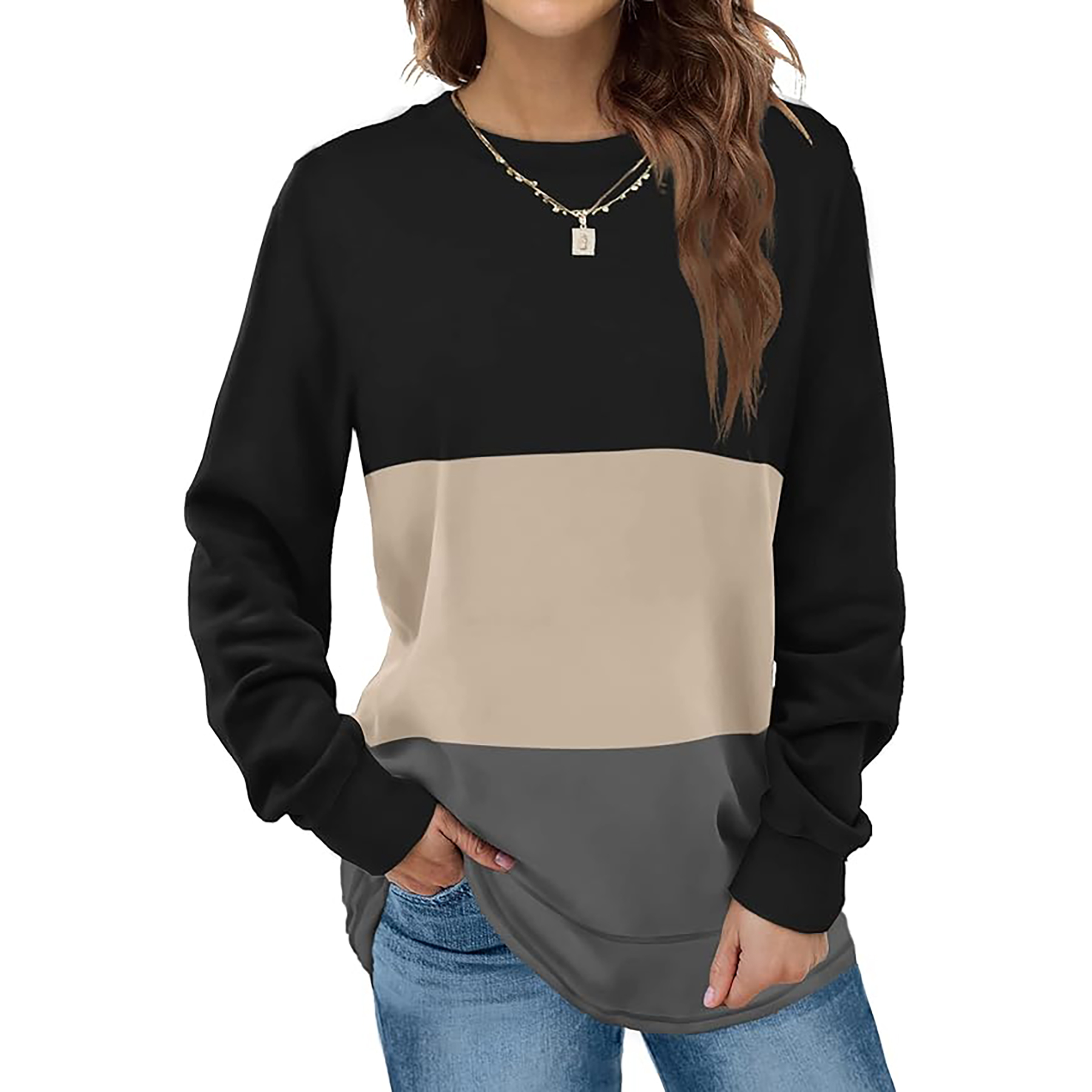 Women's Round Neck Long Sleeve Shirt 67