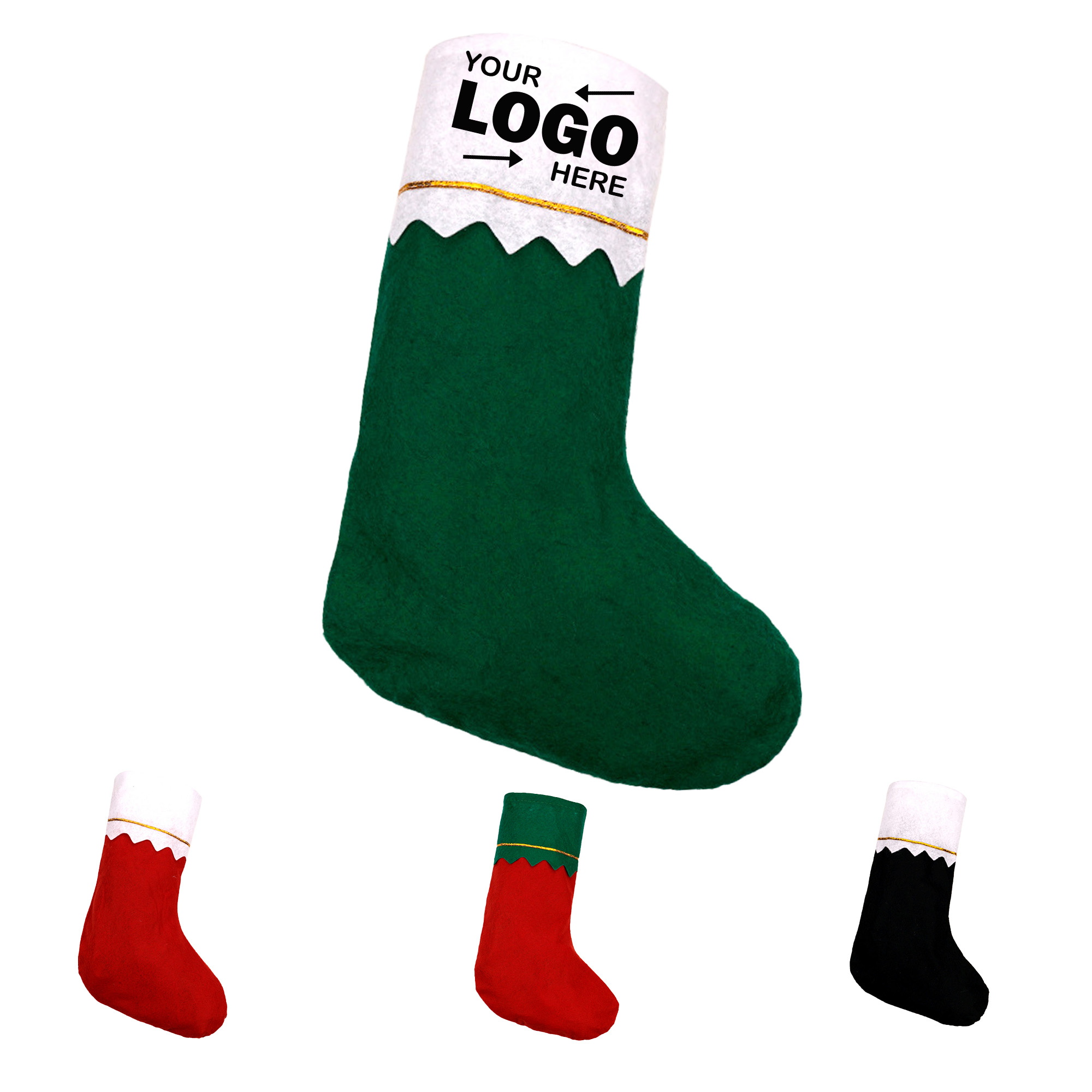 Multi-Color Christmas Stockings with Festive Gold Trim 4