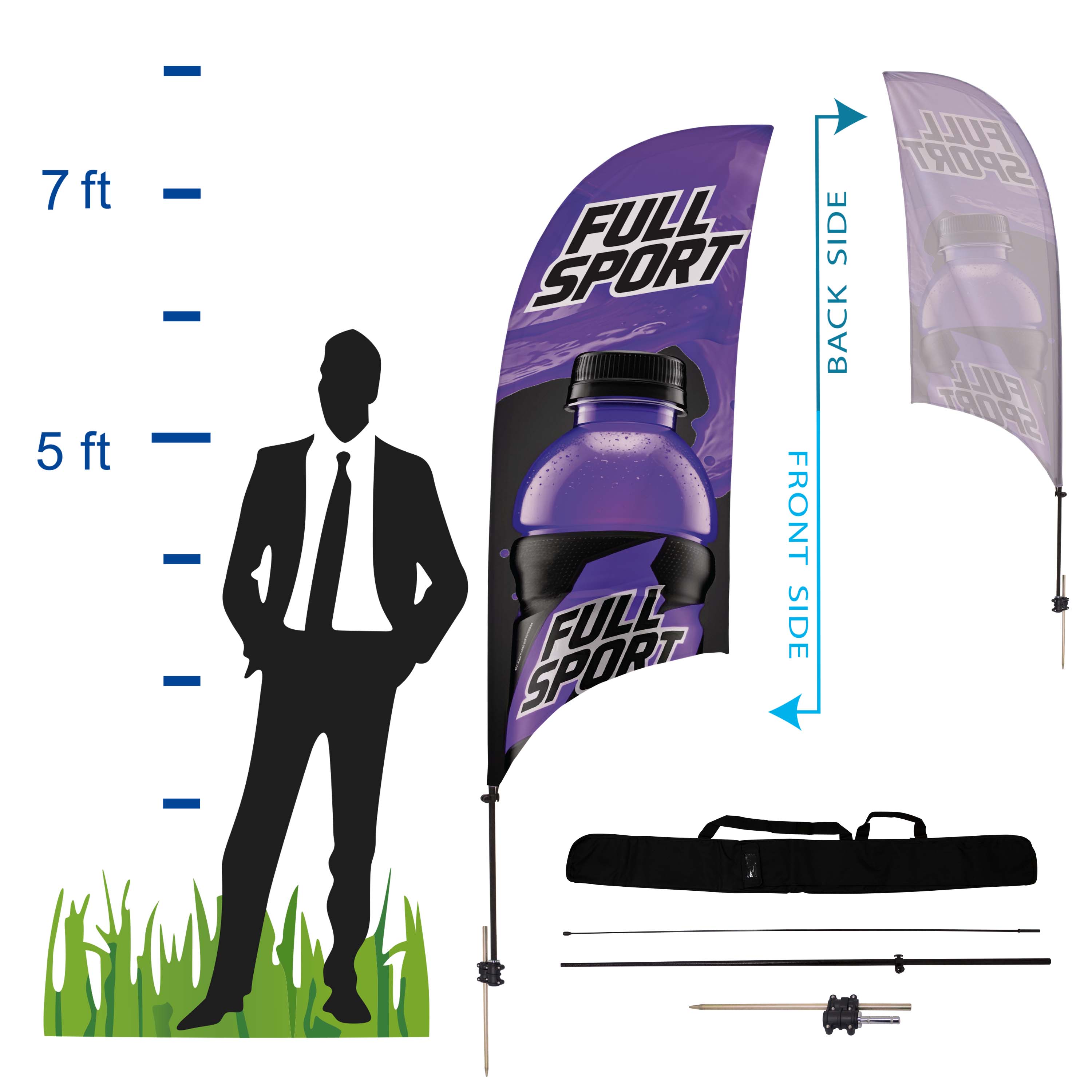 7.5 ft. Concave Advertising Flag Kit 1 (Single Sided)