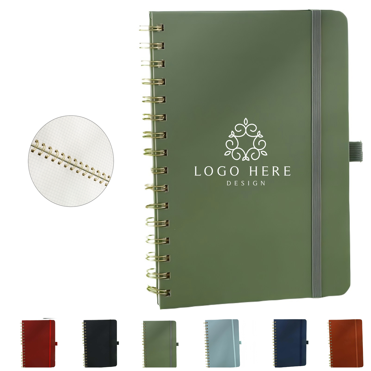 Hardcover Spiral Journal Notebook with Pen Loop
