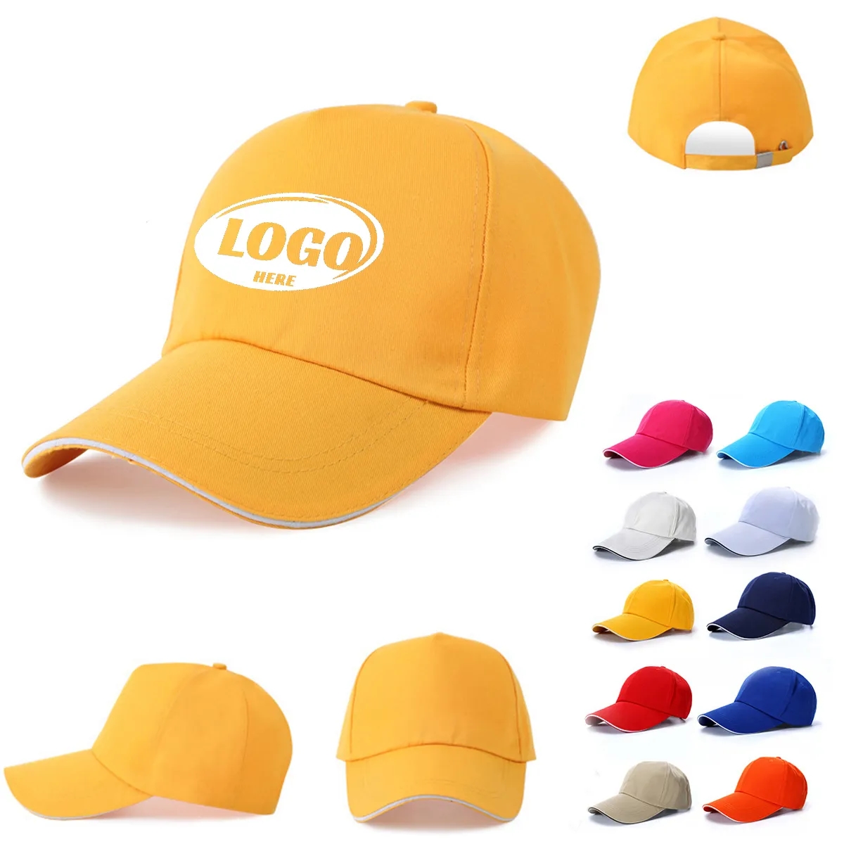 Adjustable Cotton 6 Panel Baseball Cap 8