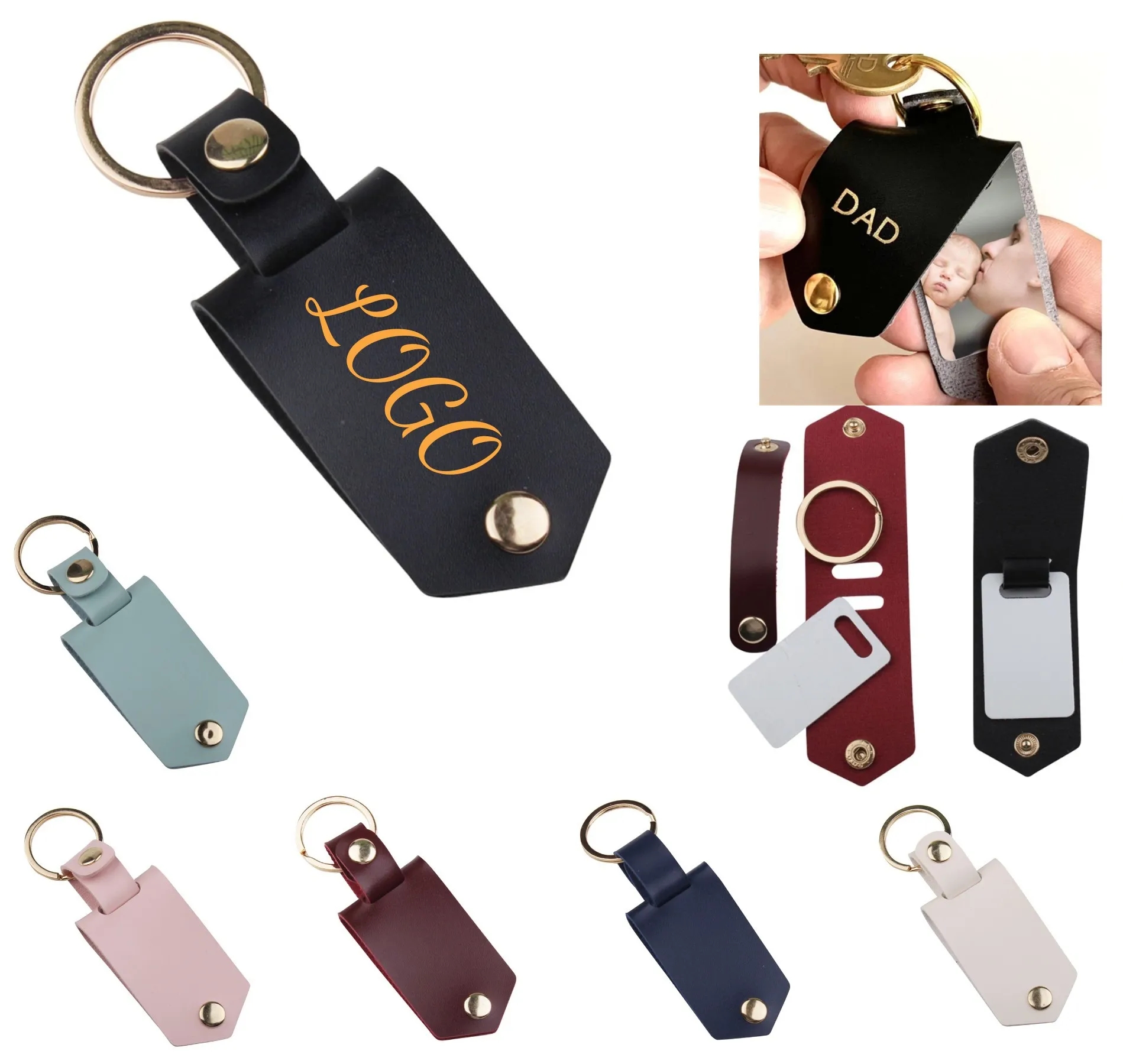 PU Leather Photo Frame Keychain