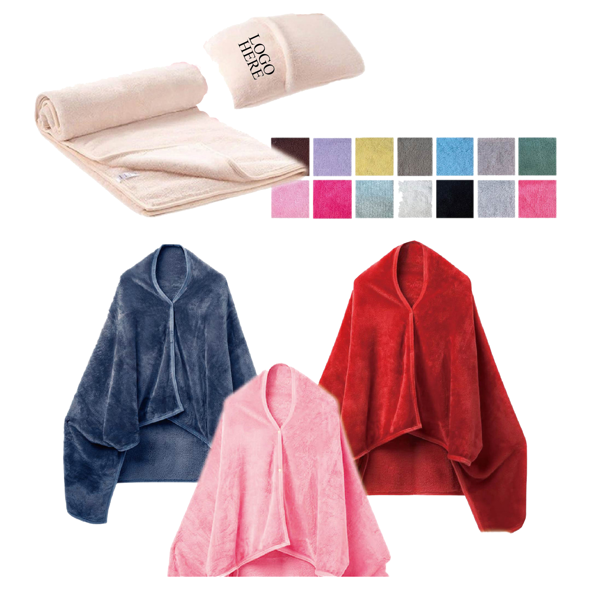 Multifunctional Flannel Shawl-Style Blanket