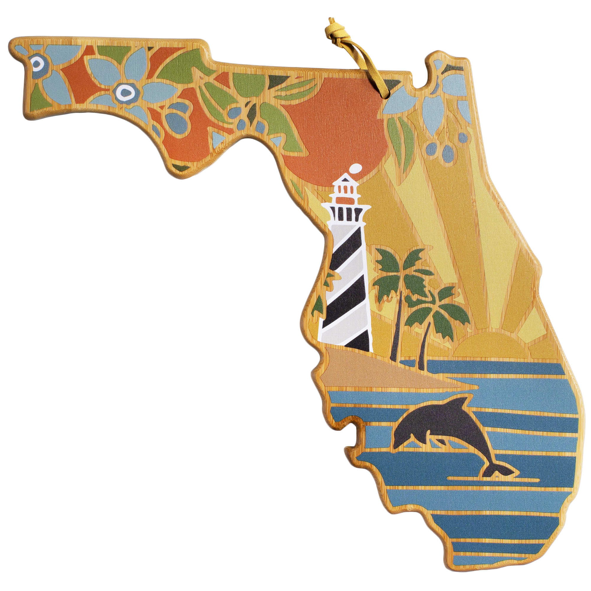 Florida State Shaped Cutting and Serving Board with Artwork by Summer Stokes