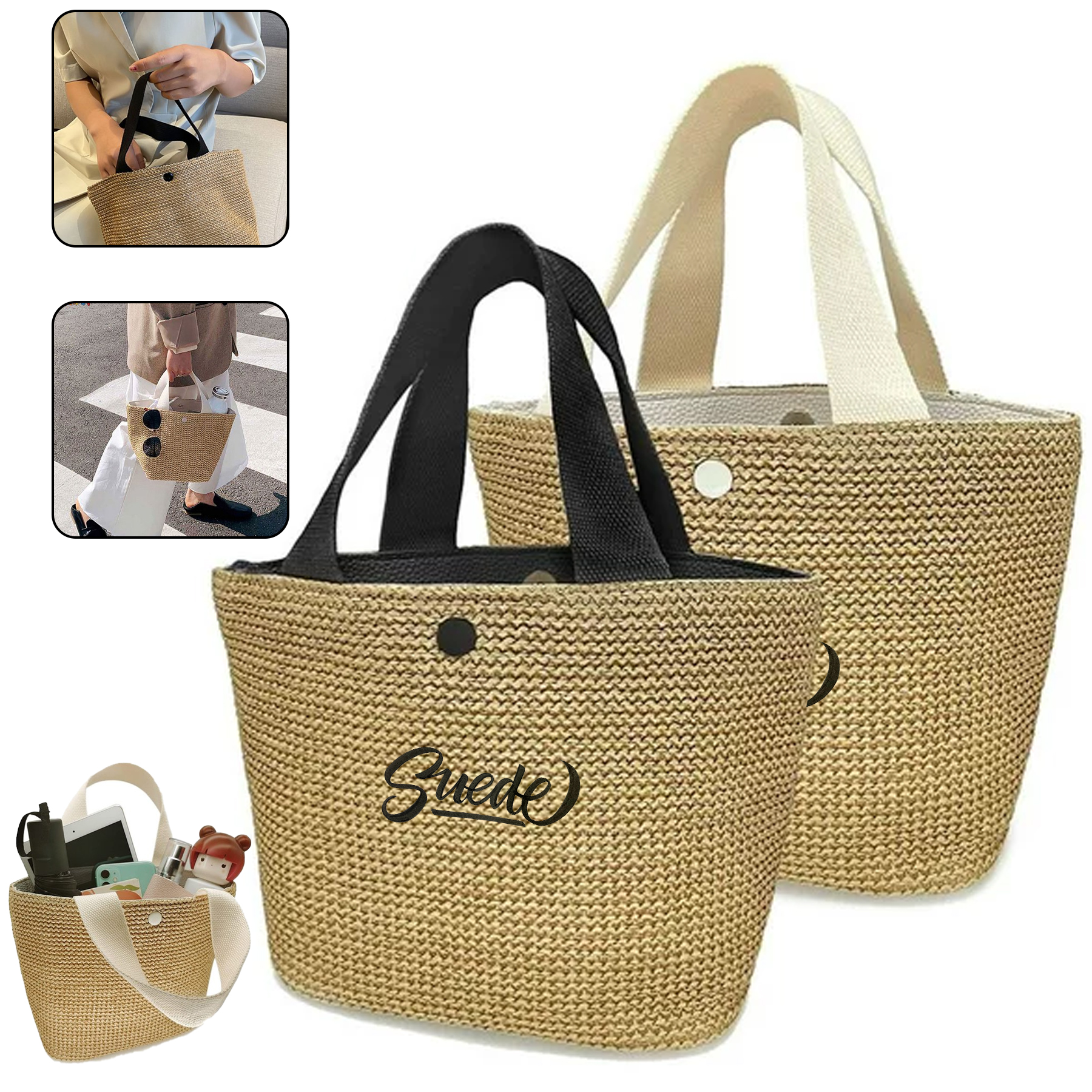 Summer Straw Woven Tote Bag