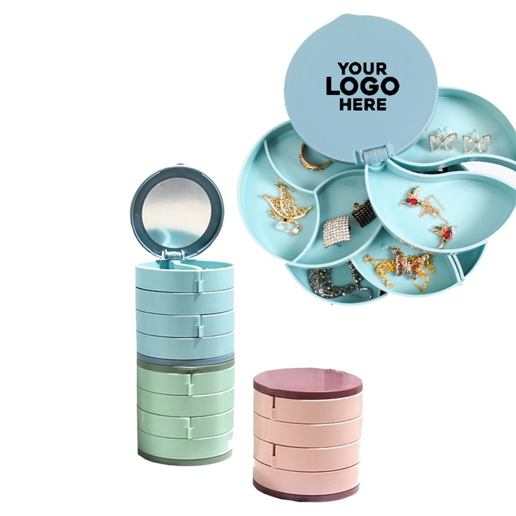 Four-layer 360-degree rotating jewelry box on the desktop