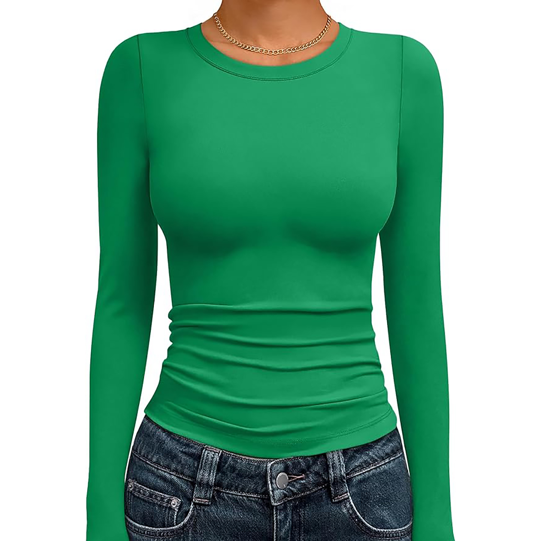 Women's Basic Round Neck Crop Top 77