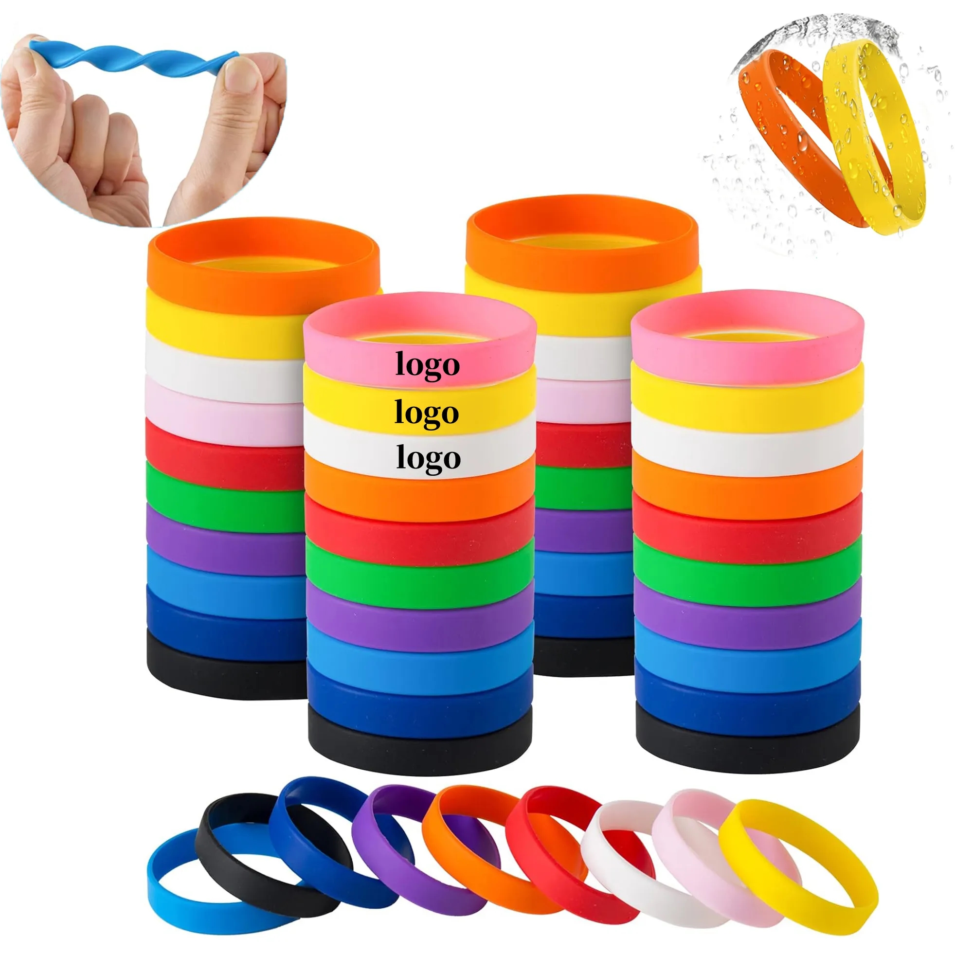 Rubber Bracelets Colored Blank Silicone Wristbands
