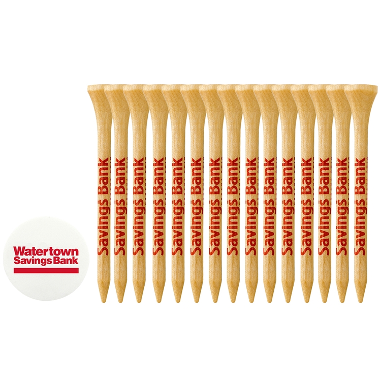 15 Wood Tees 2 3/4", 1 Ball Marker 3