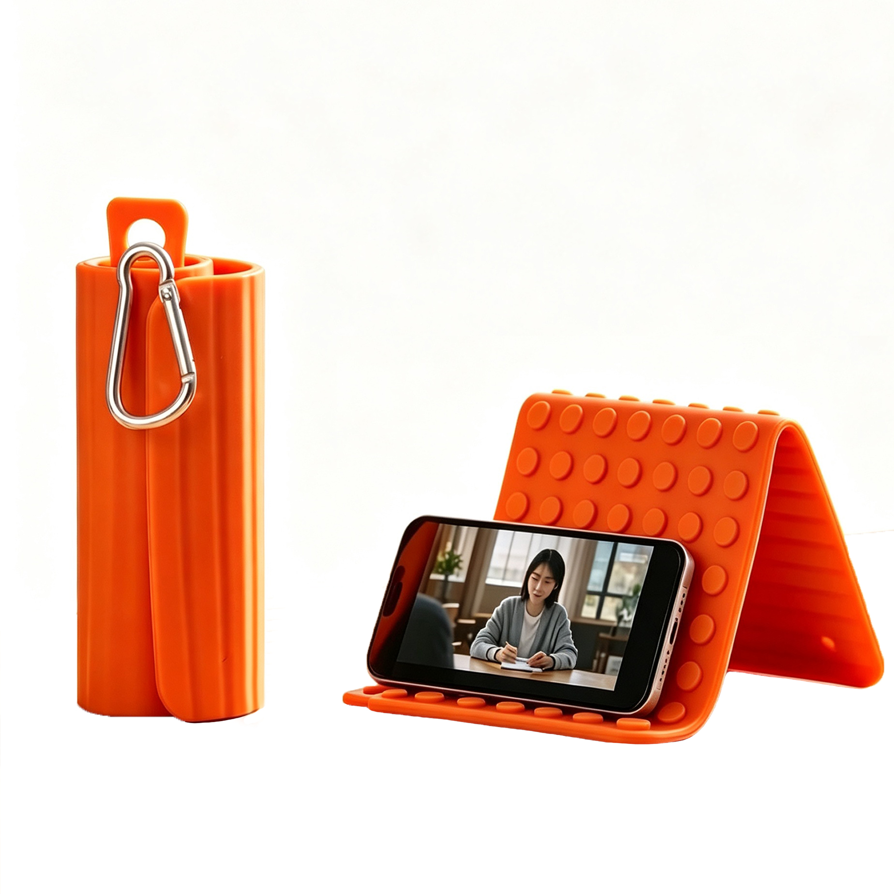 Flexible Silicone Phone Stand with Carabiner 3