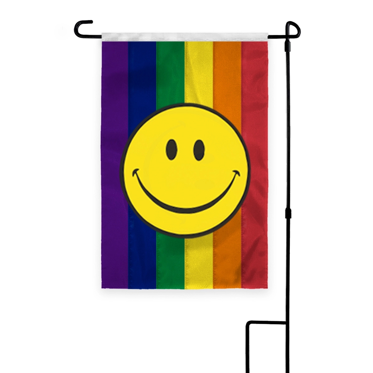 12"x18" 1ply Nylon Rainbow with Smiley face Deluxe Garden Flag