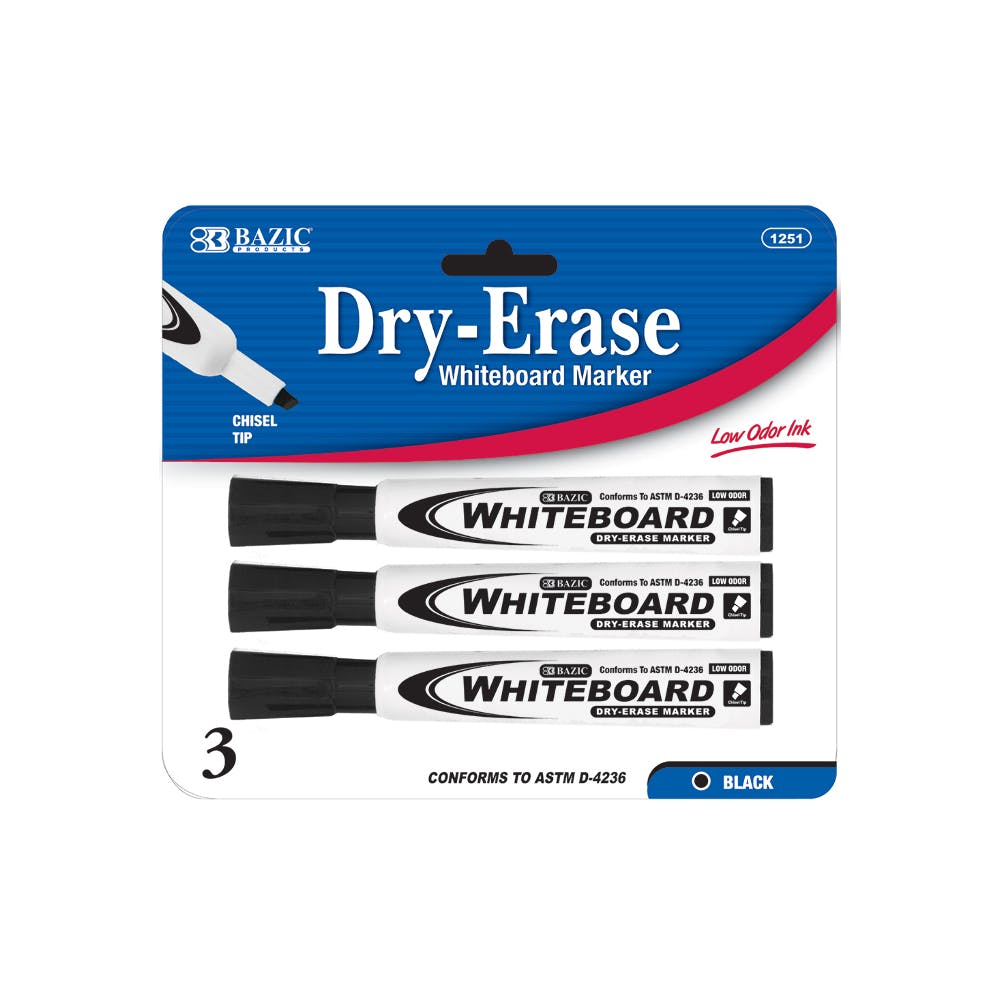 Dry-Erase Markers - Black Chisel Tip 3 Pack 2