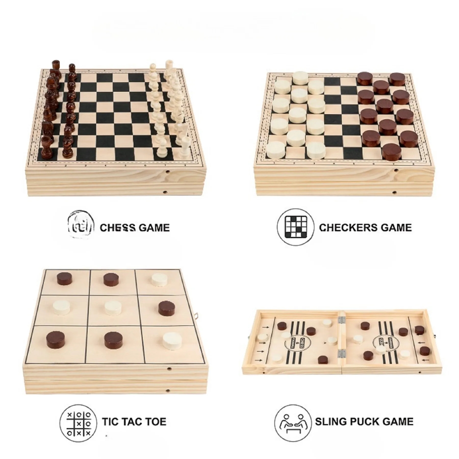 4 in 1 Wooden Game Board 9