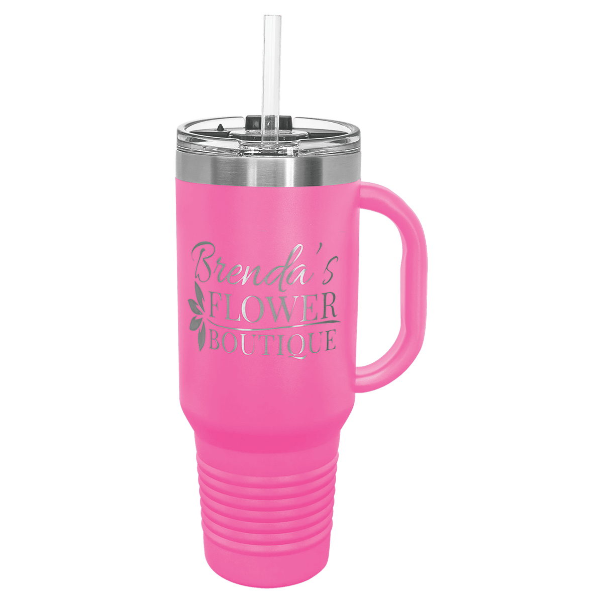 Polar Camel 40 oz. Pink Travel Mug with Handle, Straw Included 3