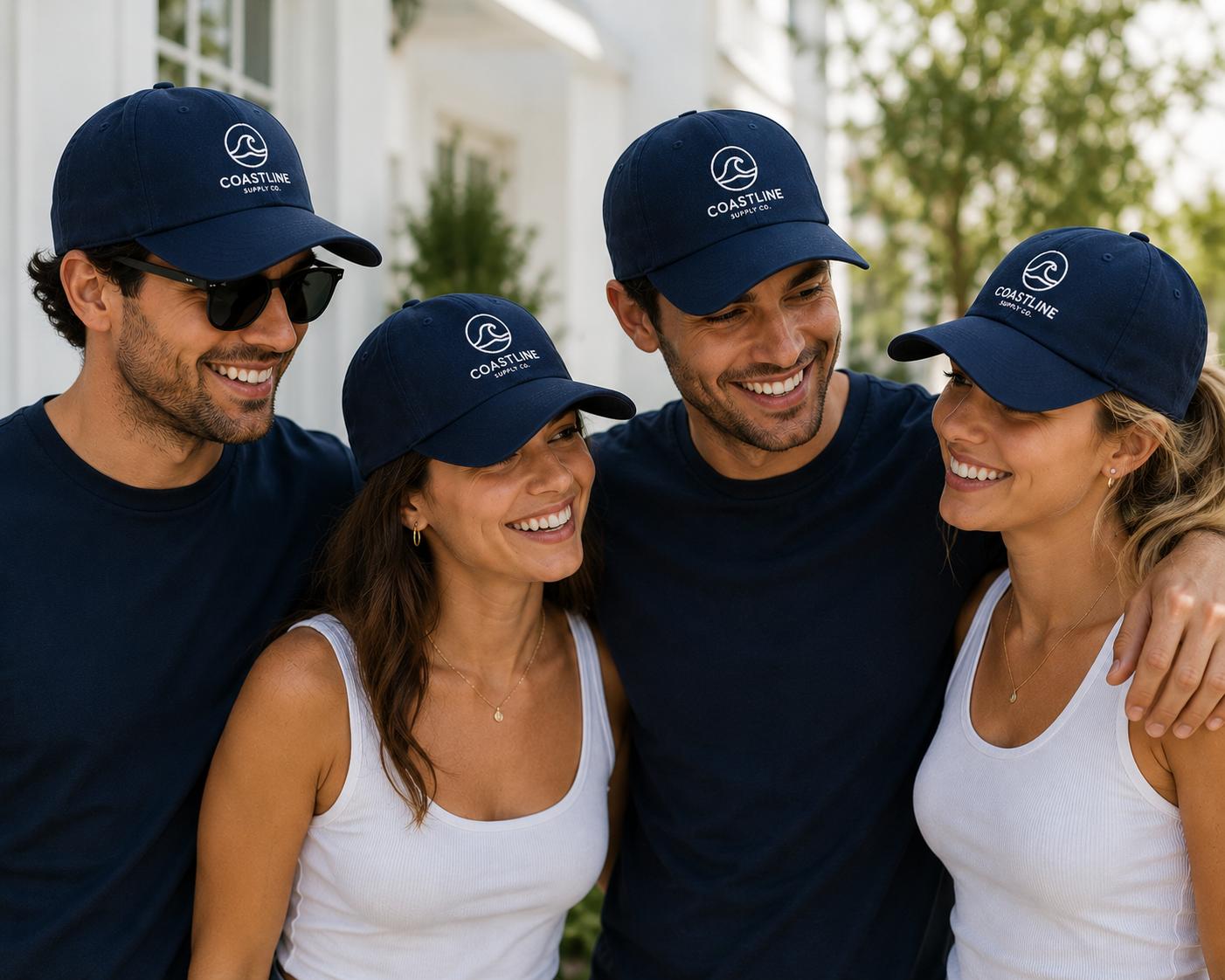 Embroidered Baseball Caps Navy Blue Adjustable Baseball Cap