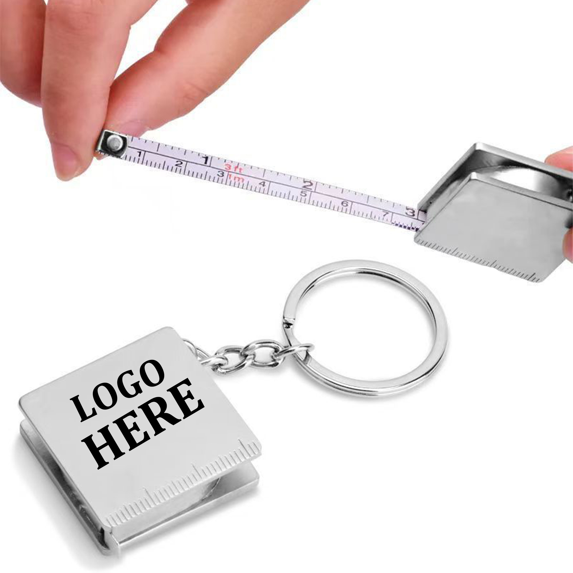 1.2-Meter Square Metal Silver Mini Tape Measure Key Chain Retractable Tape Measure Keychain 2