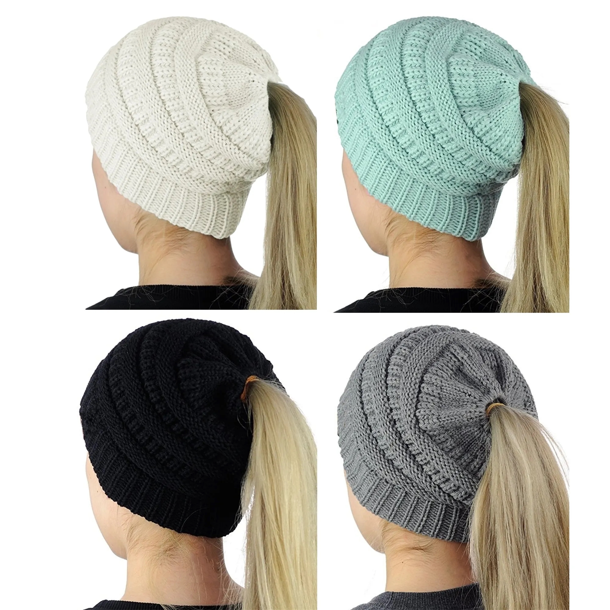 Winter Ponytail Knit Beanie