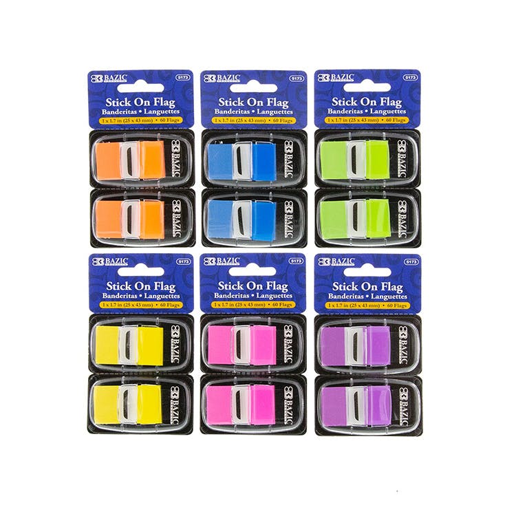 Stick On Flags - 30 Flags Assorted Neon Colors 2 Pack 3