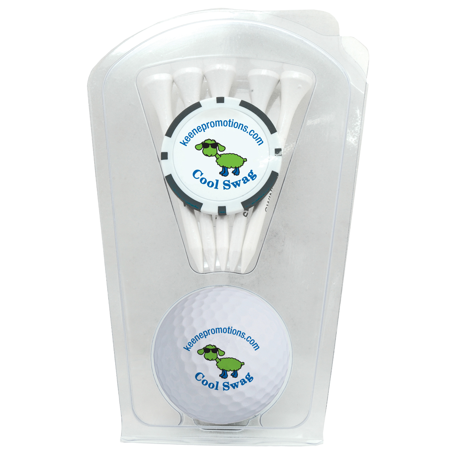 1-Ball 1-Poker Chip 5-Tee Clam 4