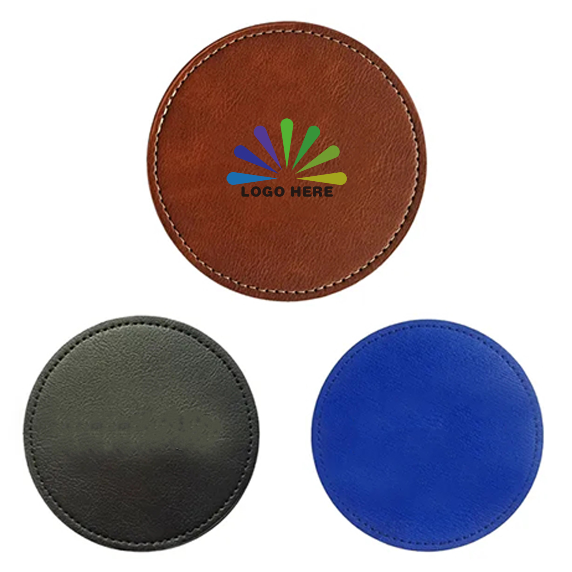 Customized 4" Round PU Leather Coaster
