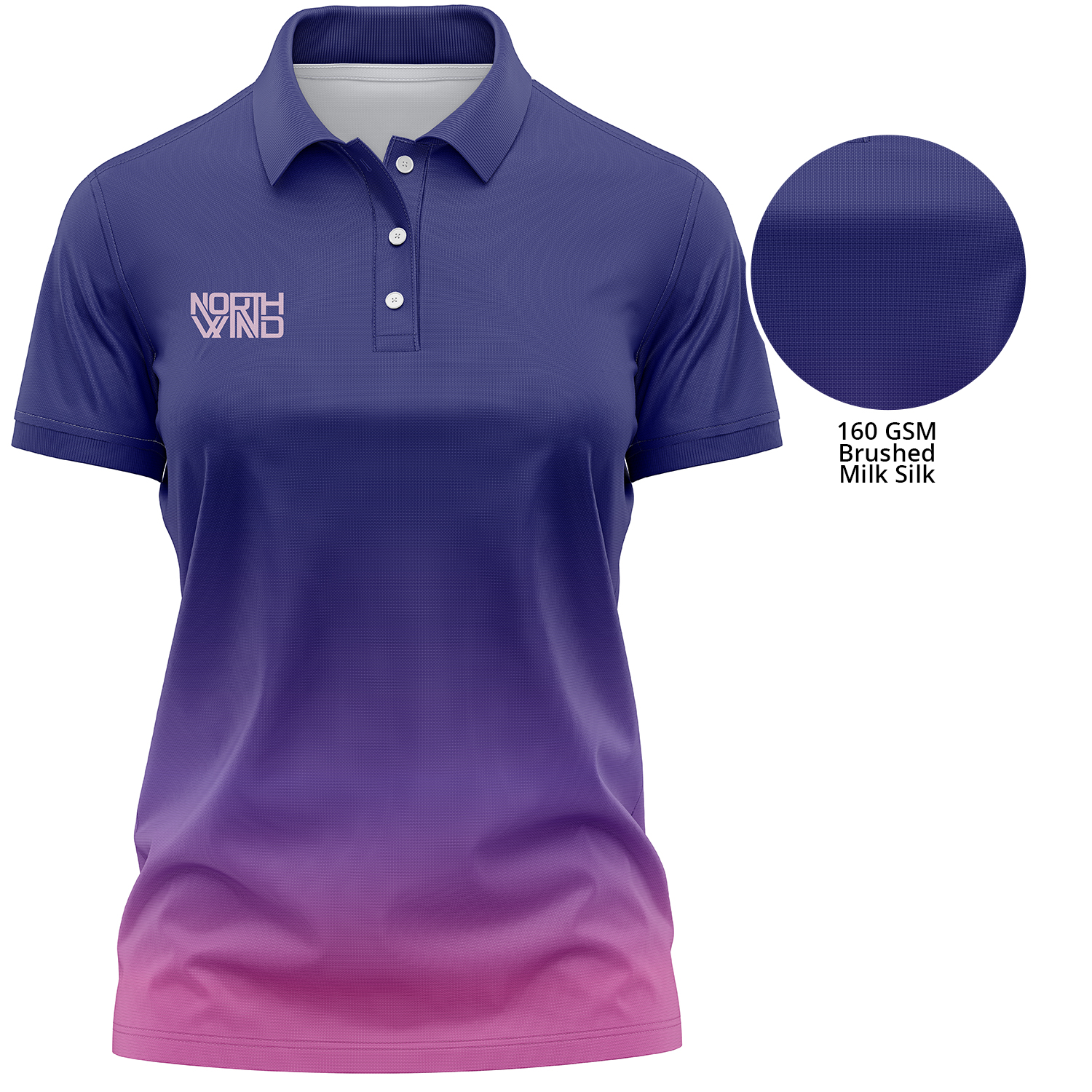 Women's 160 GSM lightweight Brushed Milk Silk Sublimation Short Sleeve Polo shirt