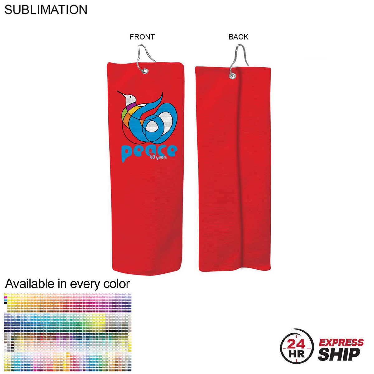fiel 24 Hr Express Ship - Microfiber Dri-Lite Terry Golf Towel Finished size 6x15 Trifold #SU609-33