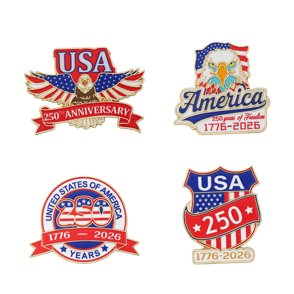 Commemorative Enamel Zinc Alloy Usa 250Th Anniversary Badges