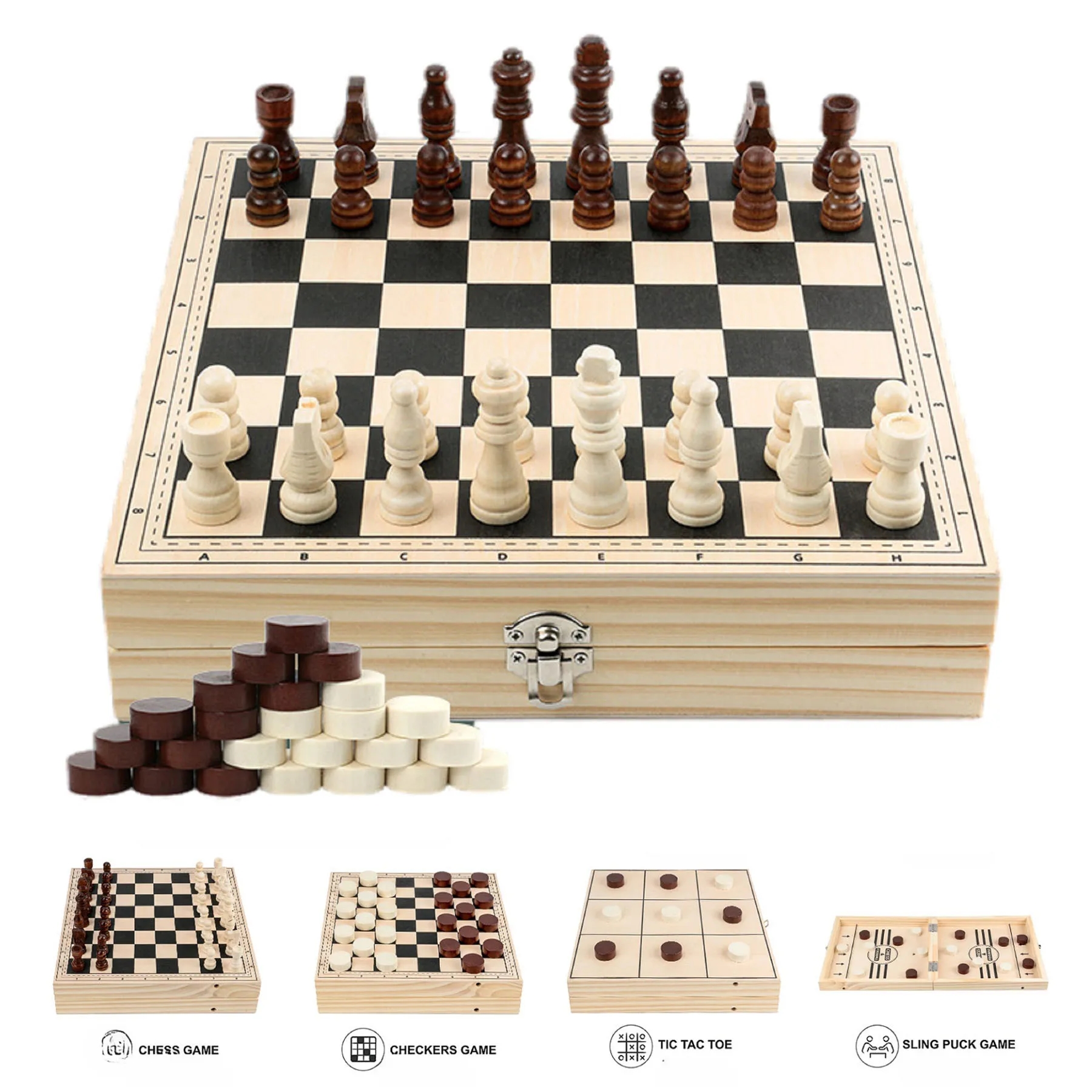 4 in 1 Wooden Game Board 7
