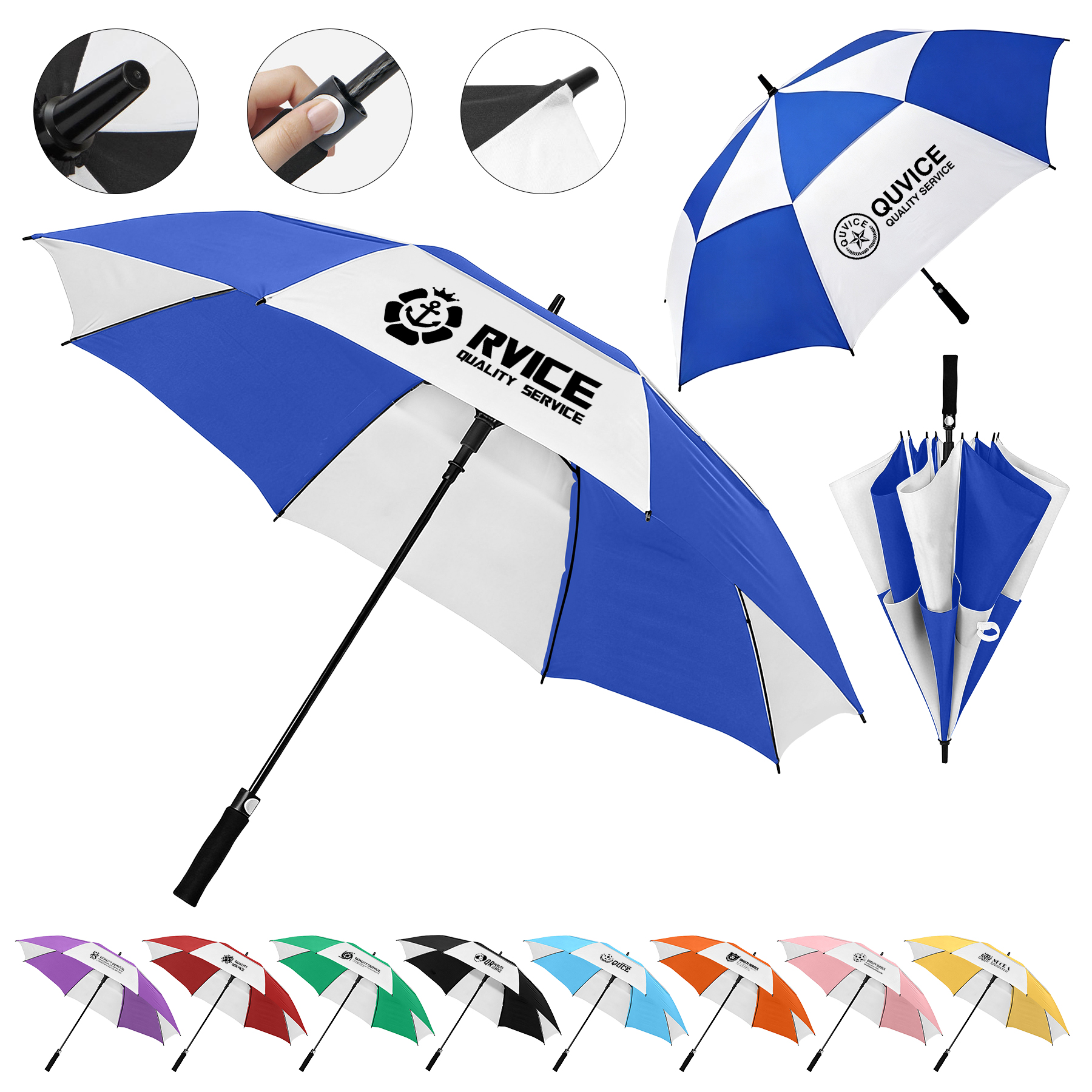 Double-Layer Windproof Auto Open Golf Umbrella