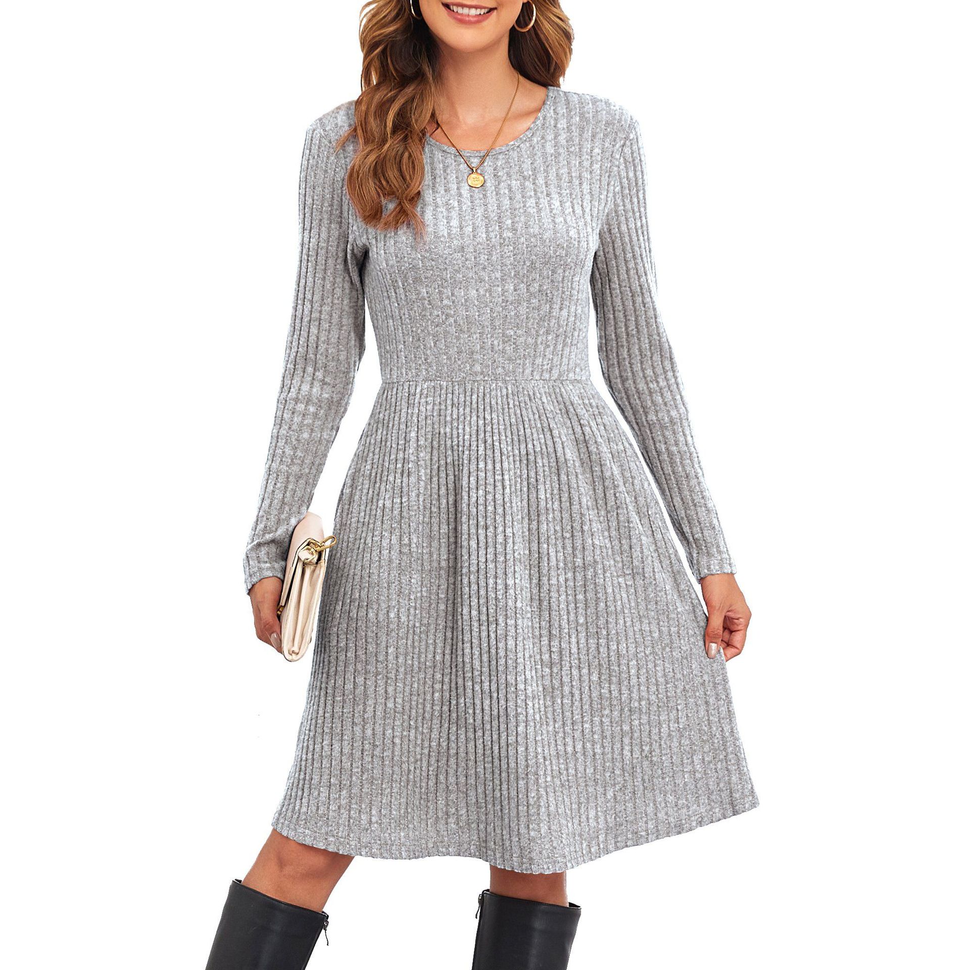 Women Long Sleeve Fall Dresses with Pockets 17