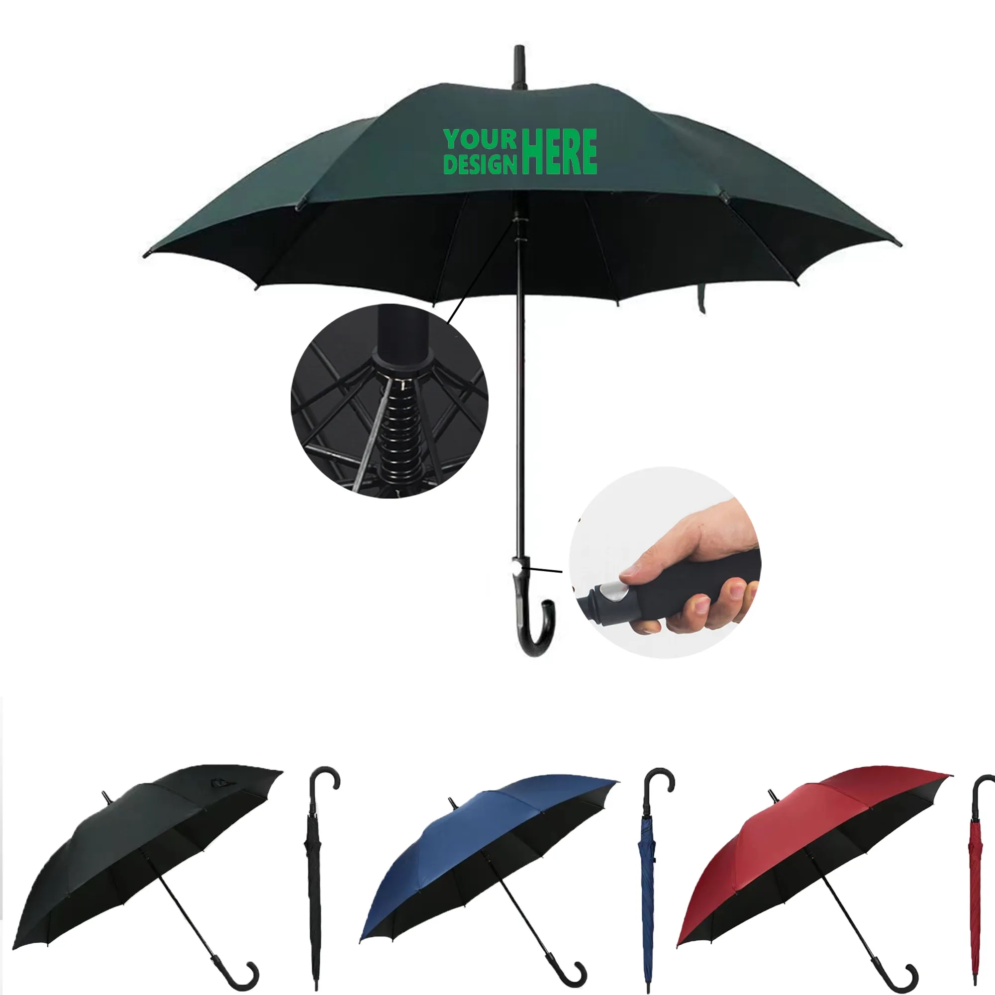 All-Fiber Golf Umbrella With Curved Handle 5