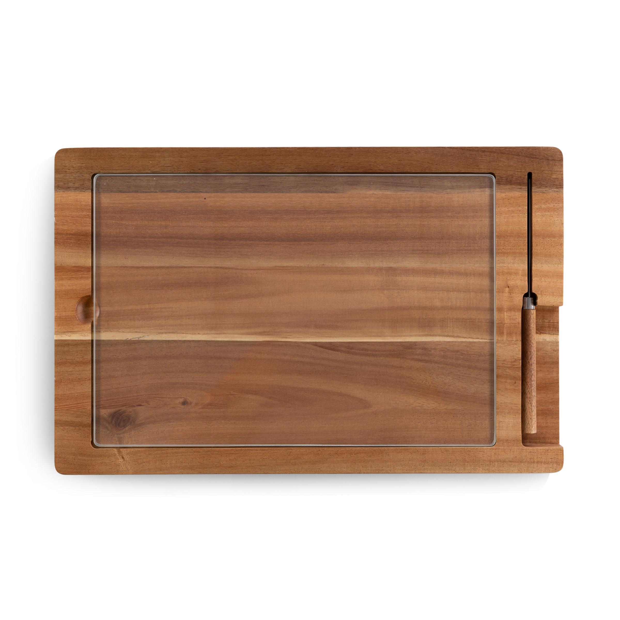 Ventana Tempered Glass and Acacia Cheese Board and Knife Set