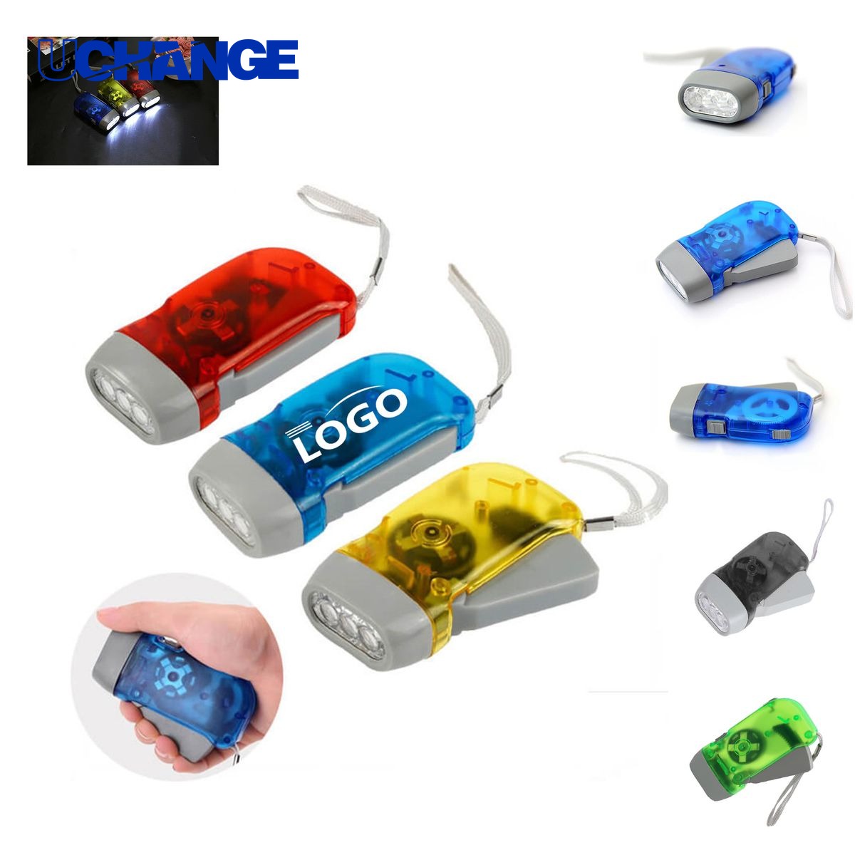 Hand Crank Mini Flashlight Tool with Lanyard