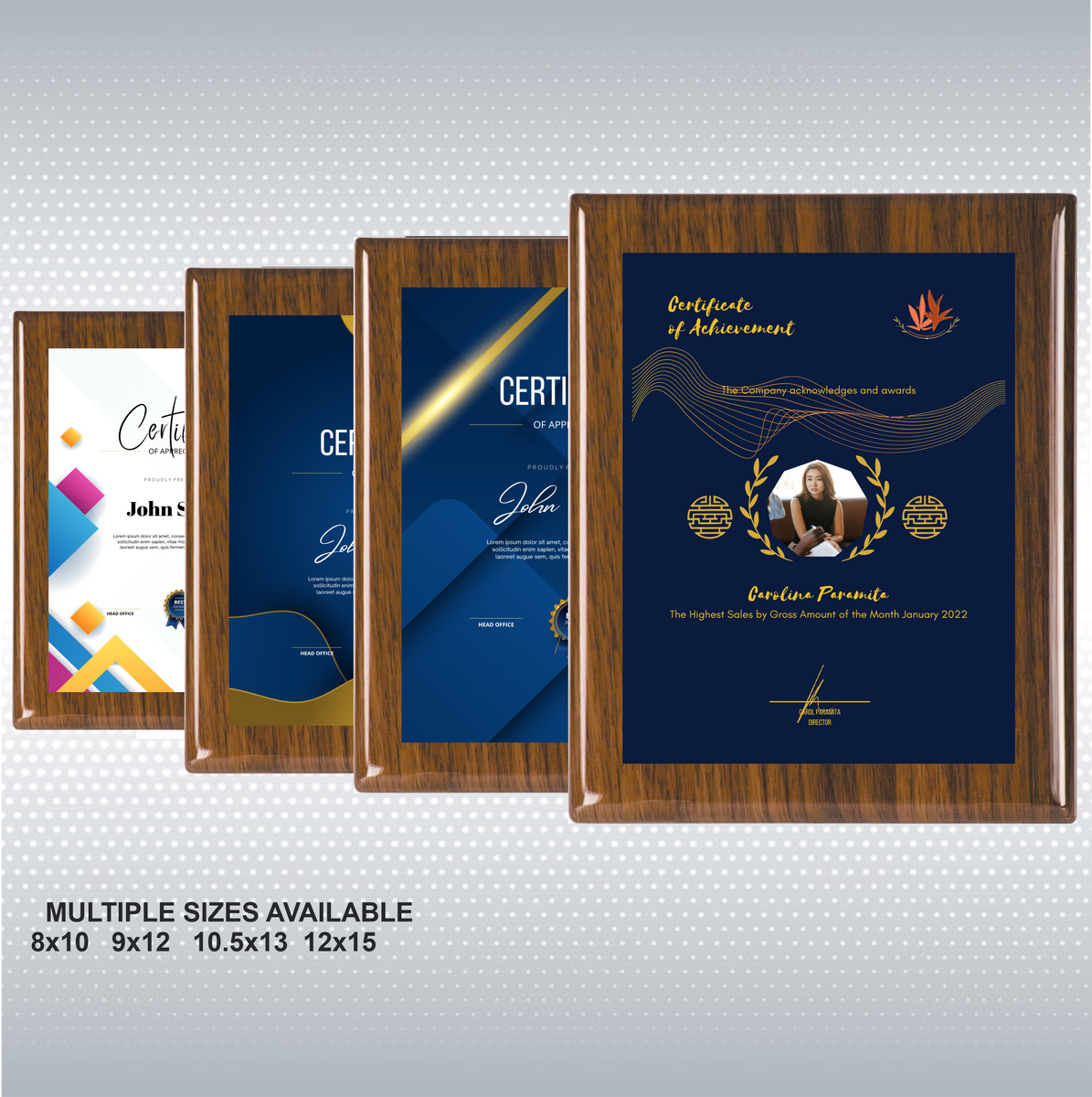 Walnut Piano Wood Plaque w/Full Color Sublimated Plate 11