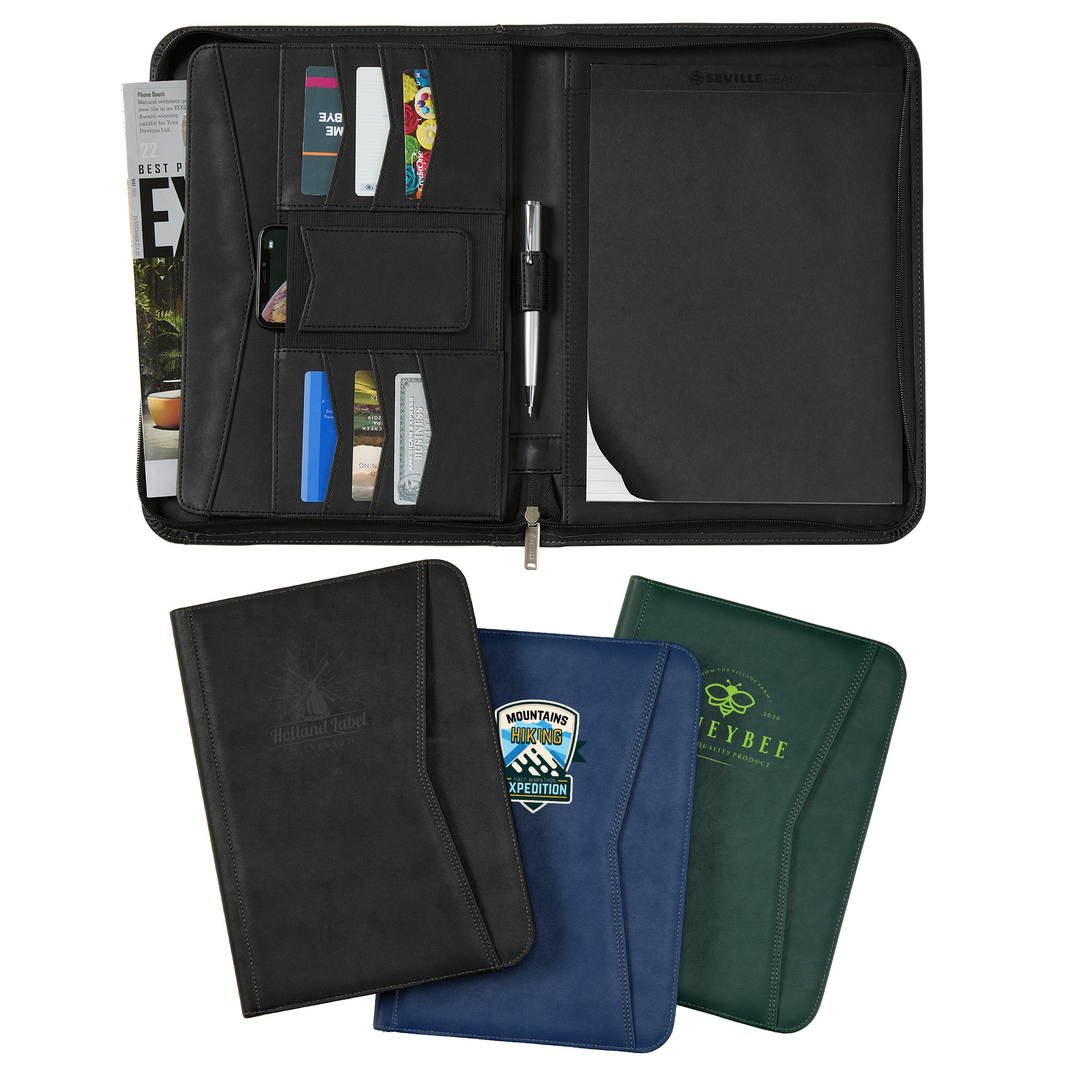 Next Gen Deluxe Zippered Padfolio - (3 Colors)