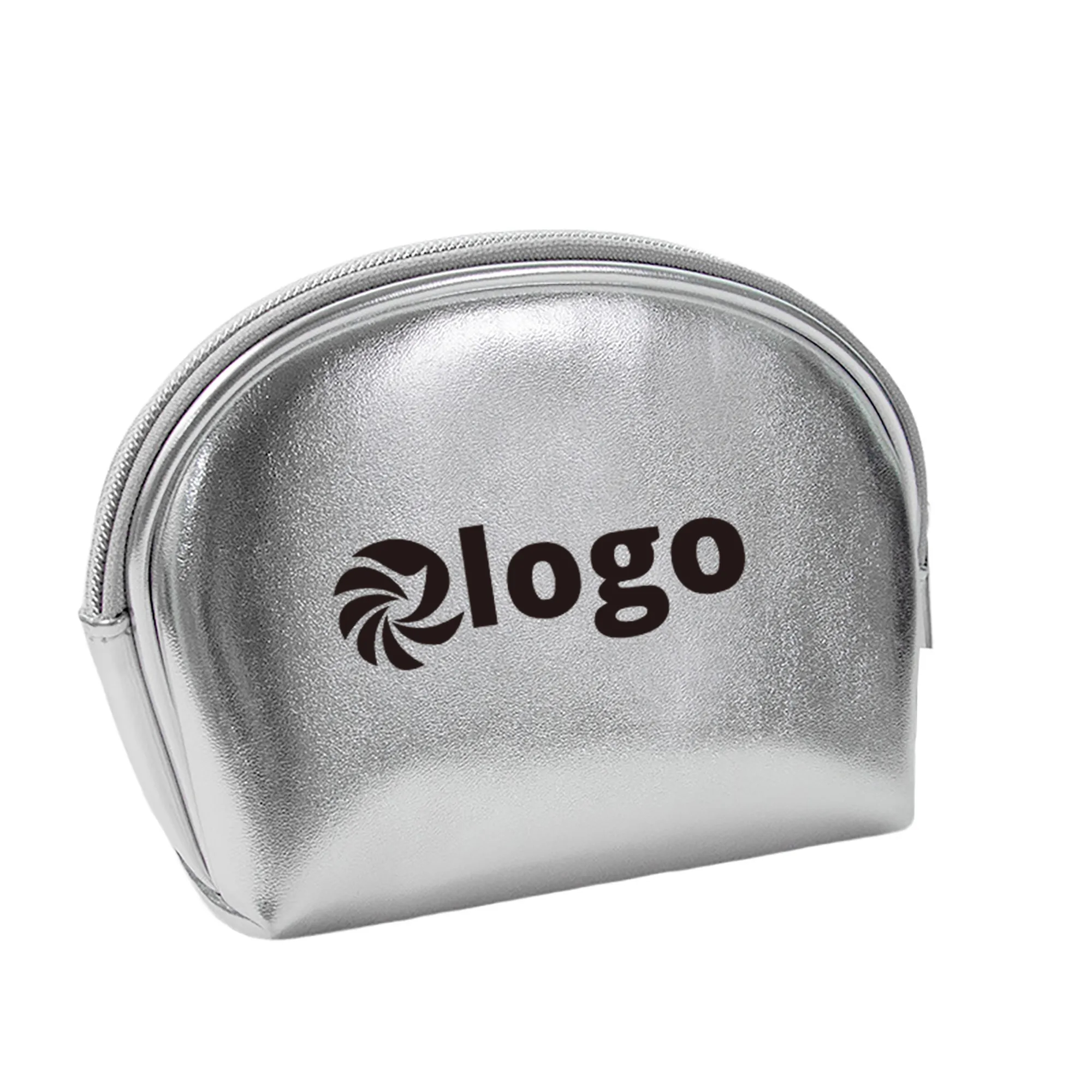 Pu Leather Silver Half Moon Cosmetic Bag MOQ 50pcs 3