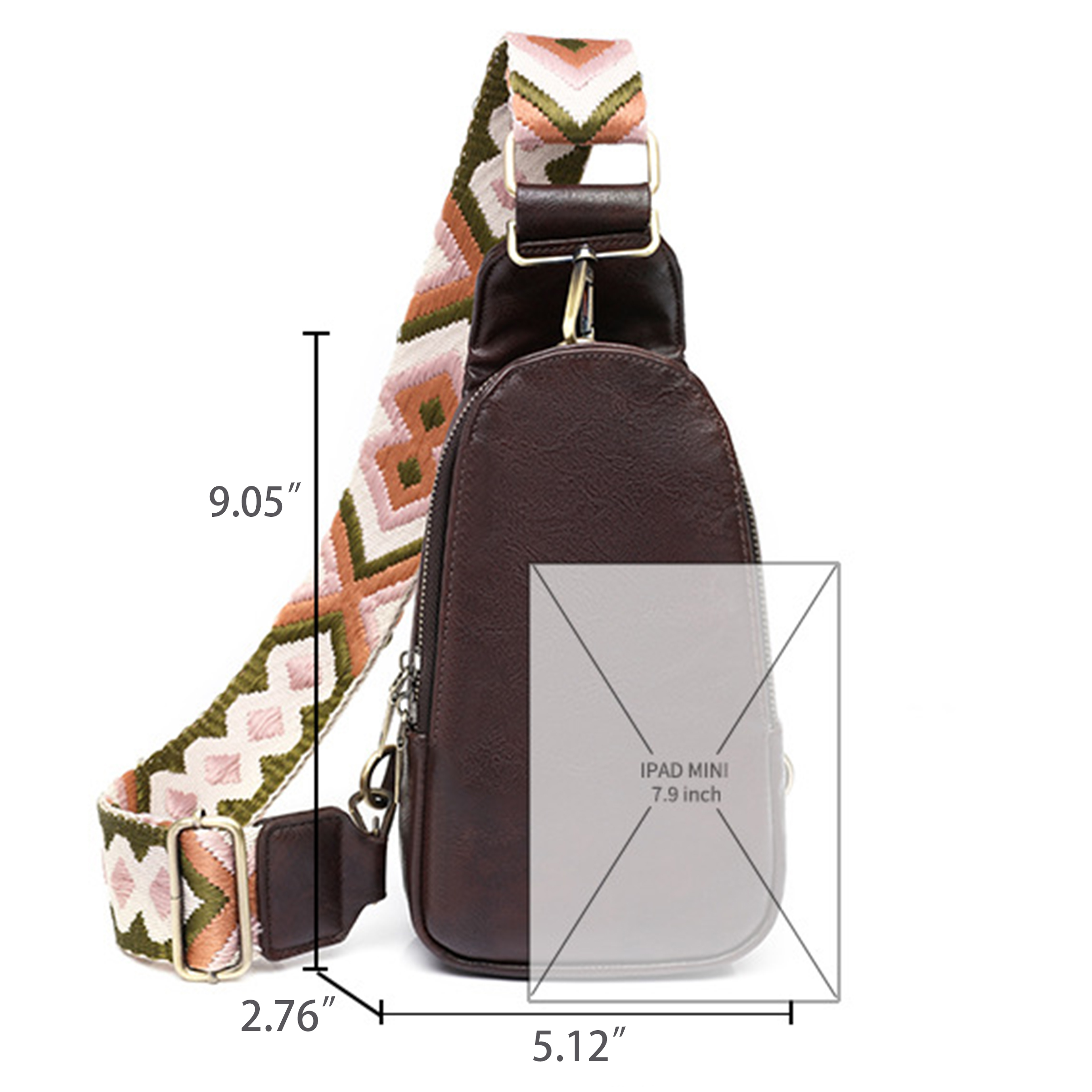 Pu Trendy Faux Leather Crossbody Bag With Geometric Strap 10