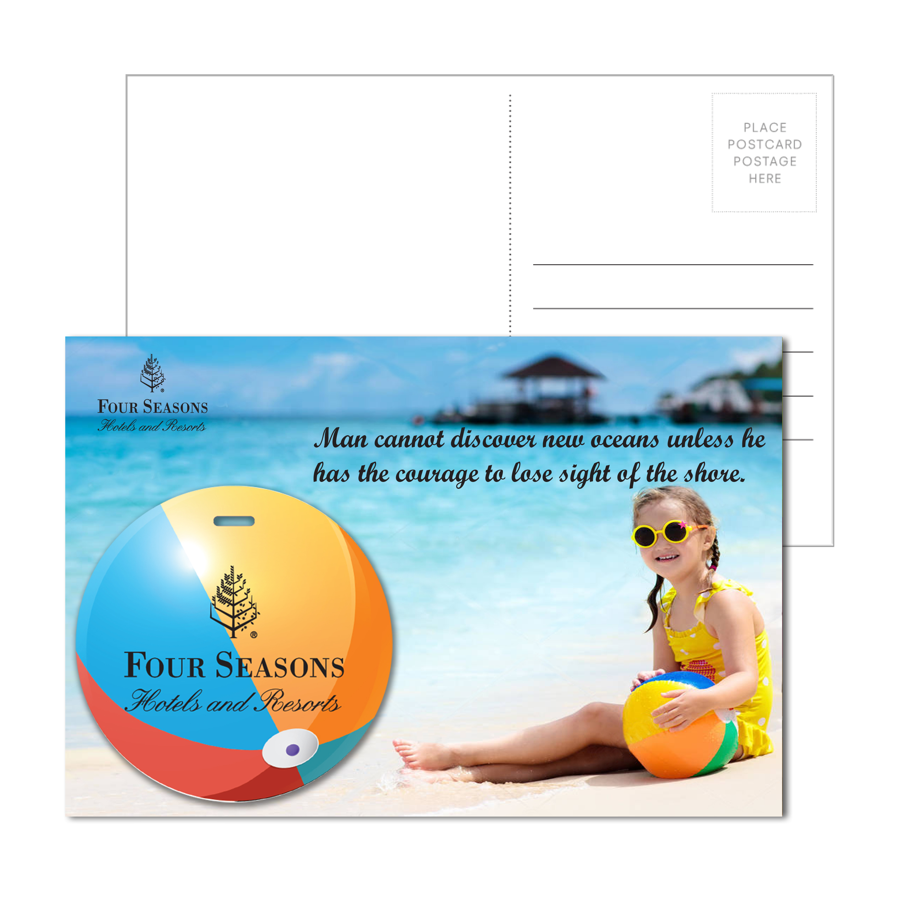 Post Card With Full-Color Beach Ball Luggage Tag
